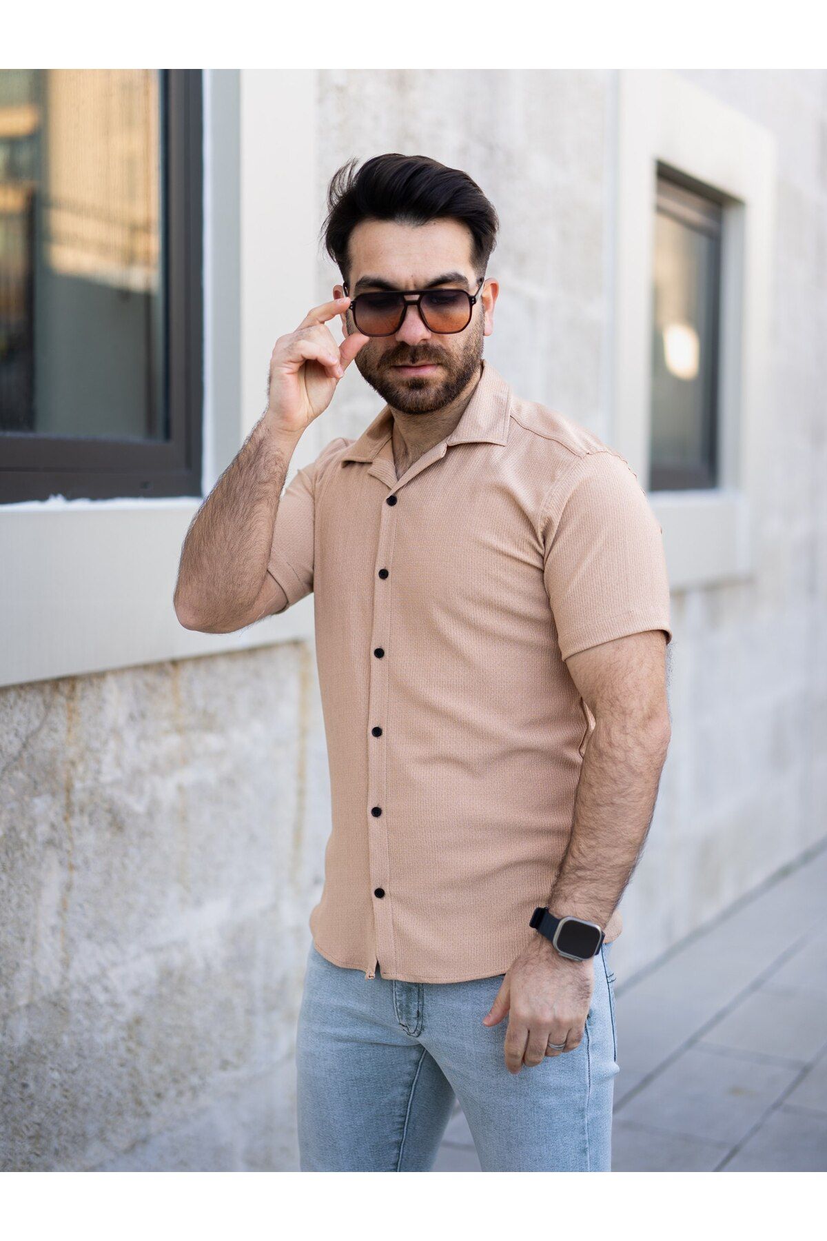 MODA GOFRE BÜRÜMCÜK KISA KOL GÖMLEK