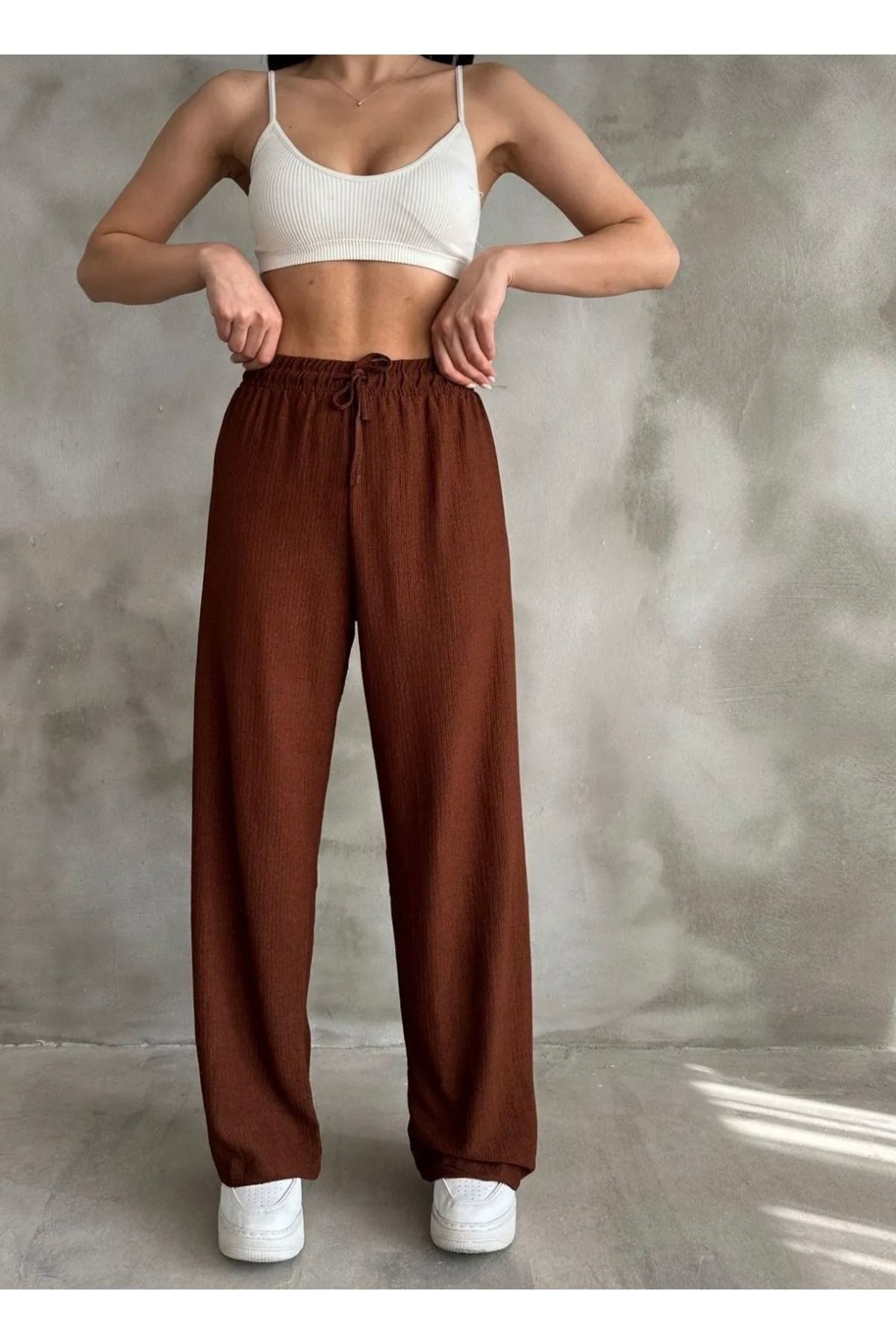 Kurtayfashion Kadın beli lastikli palazzo pantolon