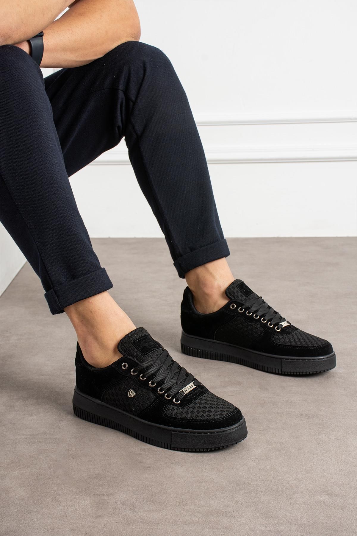 L.A Polo Siyah Renk Nefes Alabilen Kumaş Erkek Sneaker