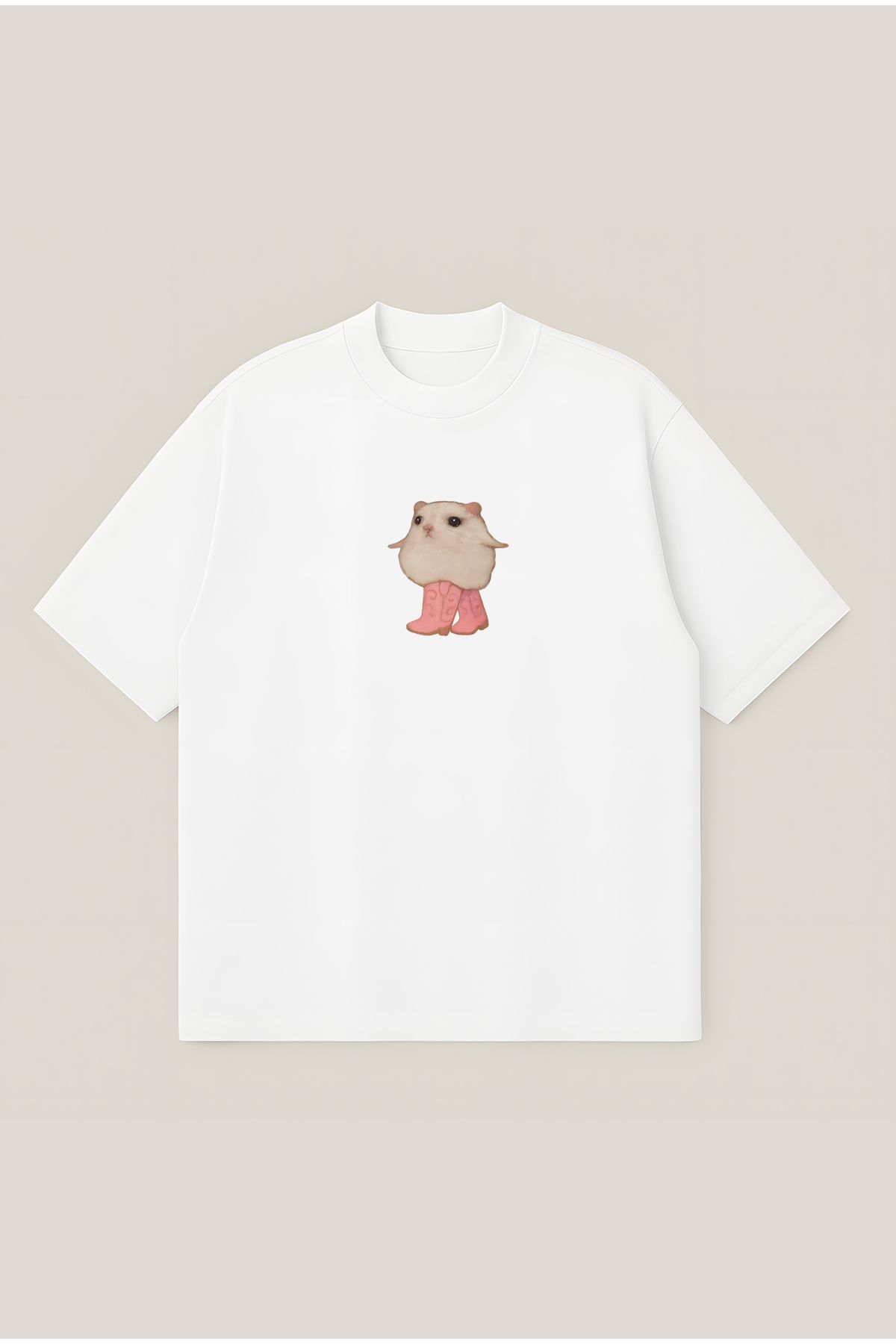 Moon Dancer Çizmeli Hamster Unisex Oversize Baskılı Boxy Fit Kalın Kumaşlı T-shirt