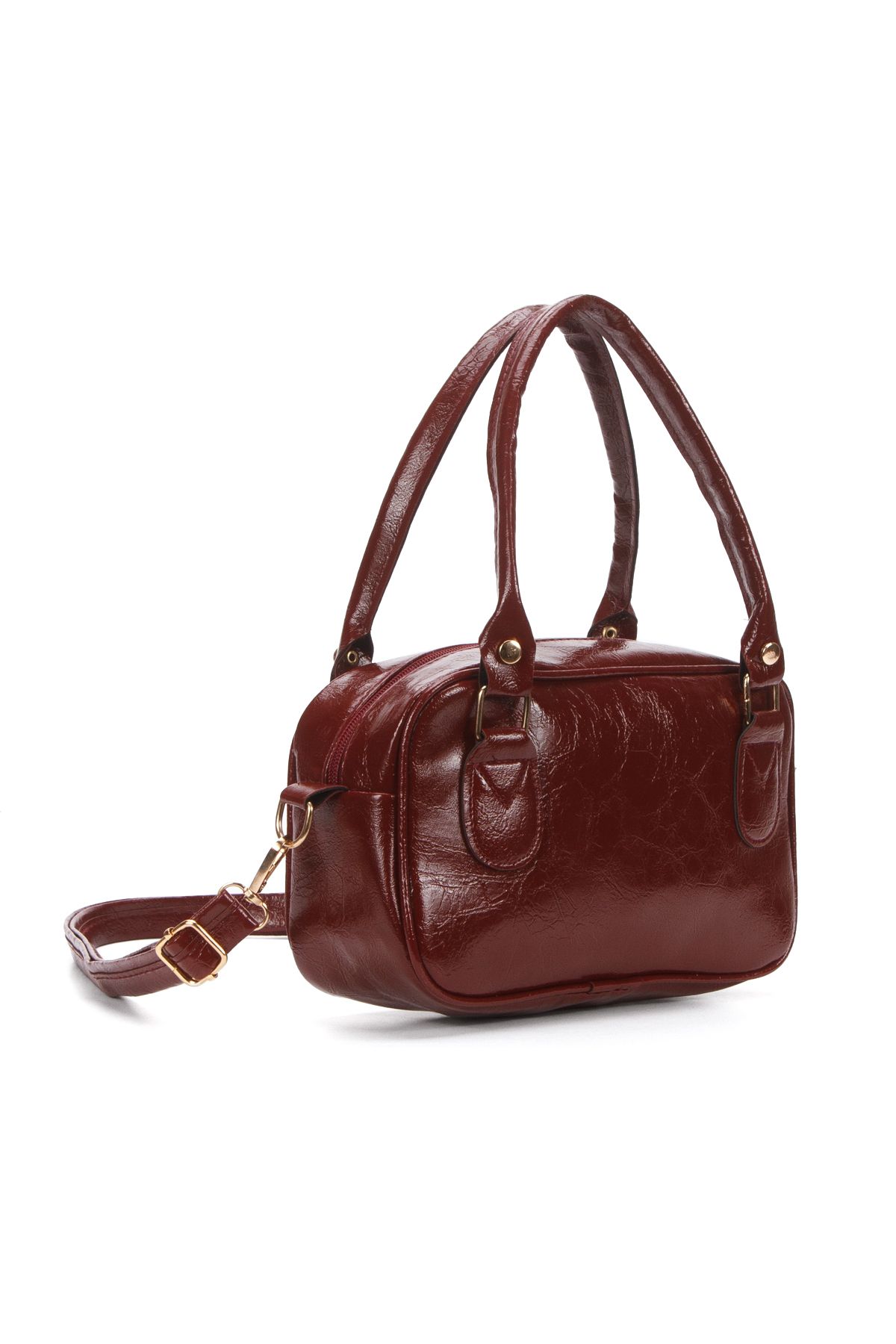 Av A Dos Kadın Rugan Deri Cherry Bag Fermuar Kapamalı Askı Detaylı Kol Çantası Kadın Omuz Çanta