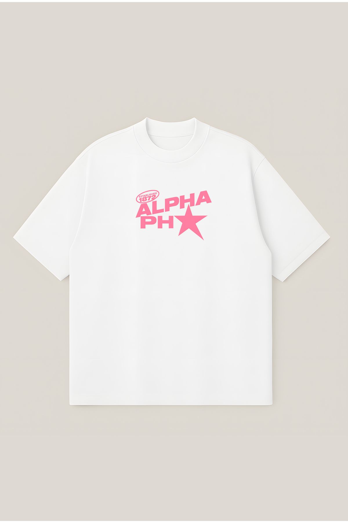 Moon Dancer Alpha PHI Unisex Oversize Baskılı Boxy Fit Kalın Kumaşlı T-shirt