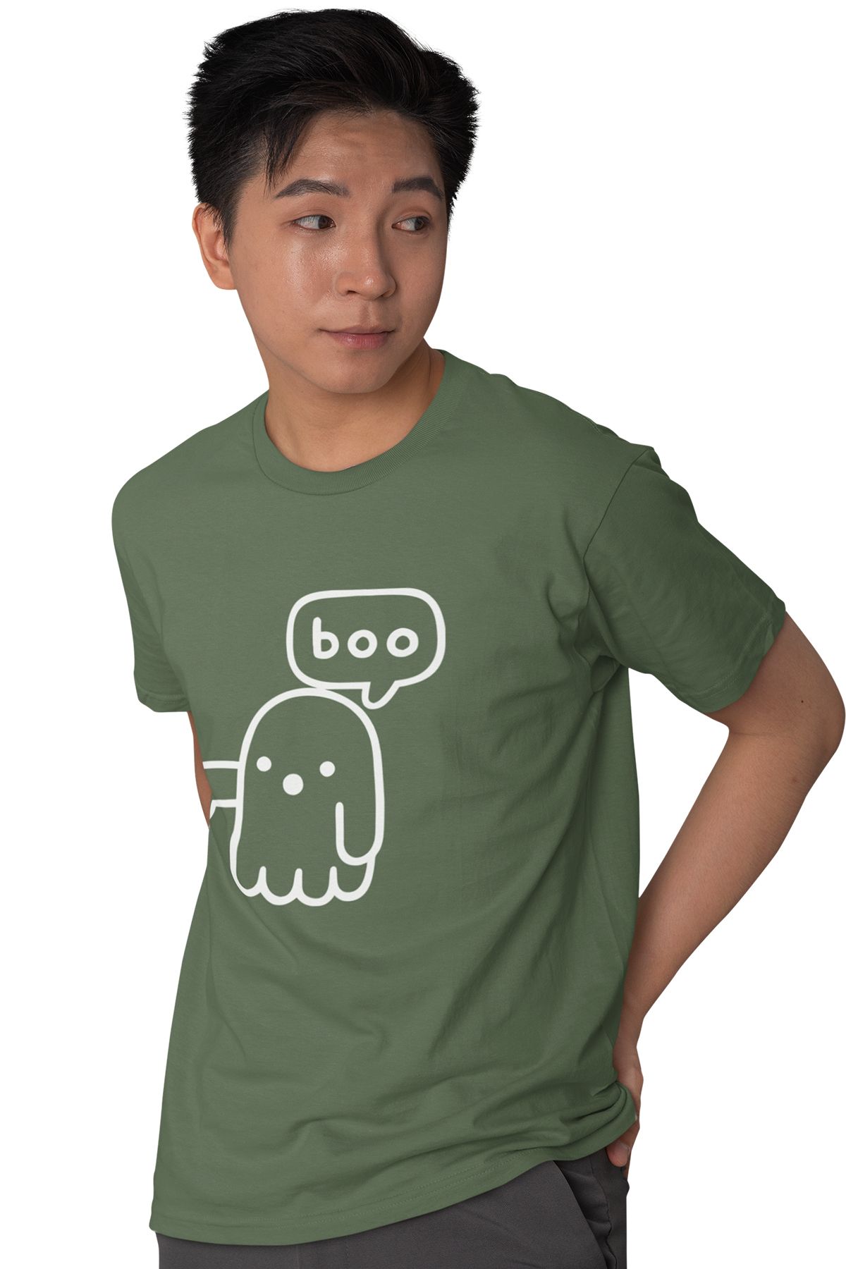qoeuyl boutique Boo Eğlenceli Komik Baskılı %100 Pamuklu Unisex T-Shirt