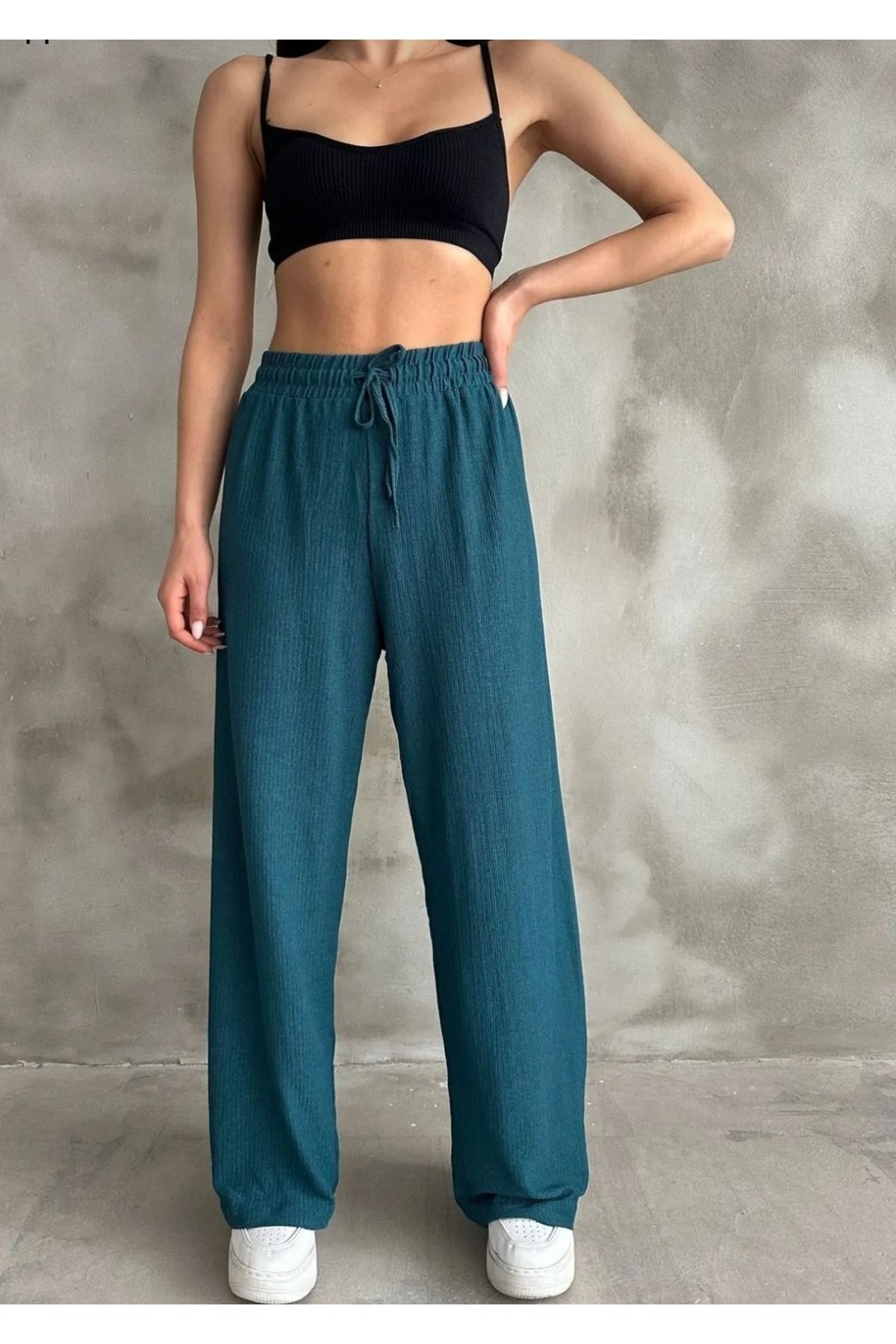 Kurtayfashion Kadın beli lastikli palazzo pantolon