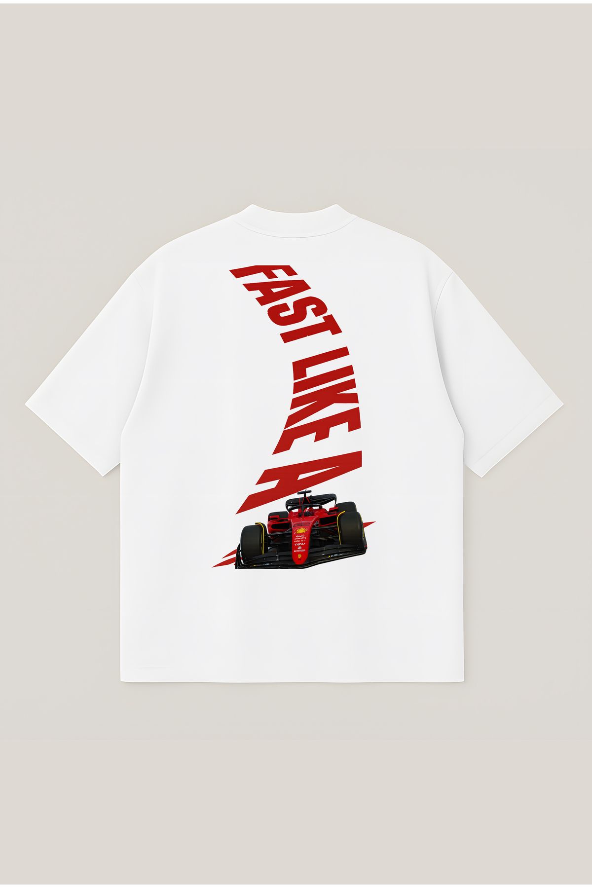 Moon Dancer Fast Like F1 Unisex Oversize Baskılı Boxy Fit Kalın Kumaşlı T-shirt