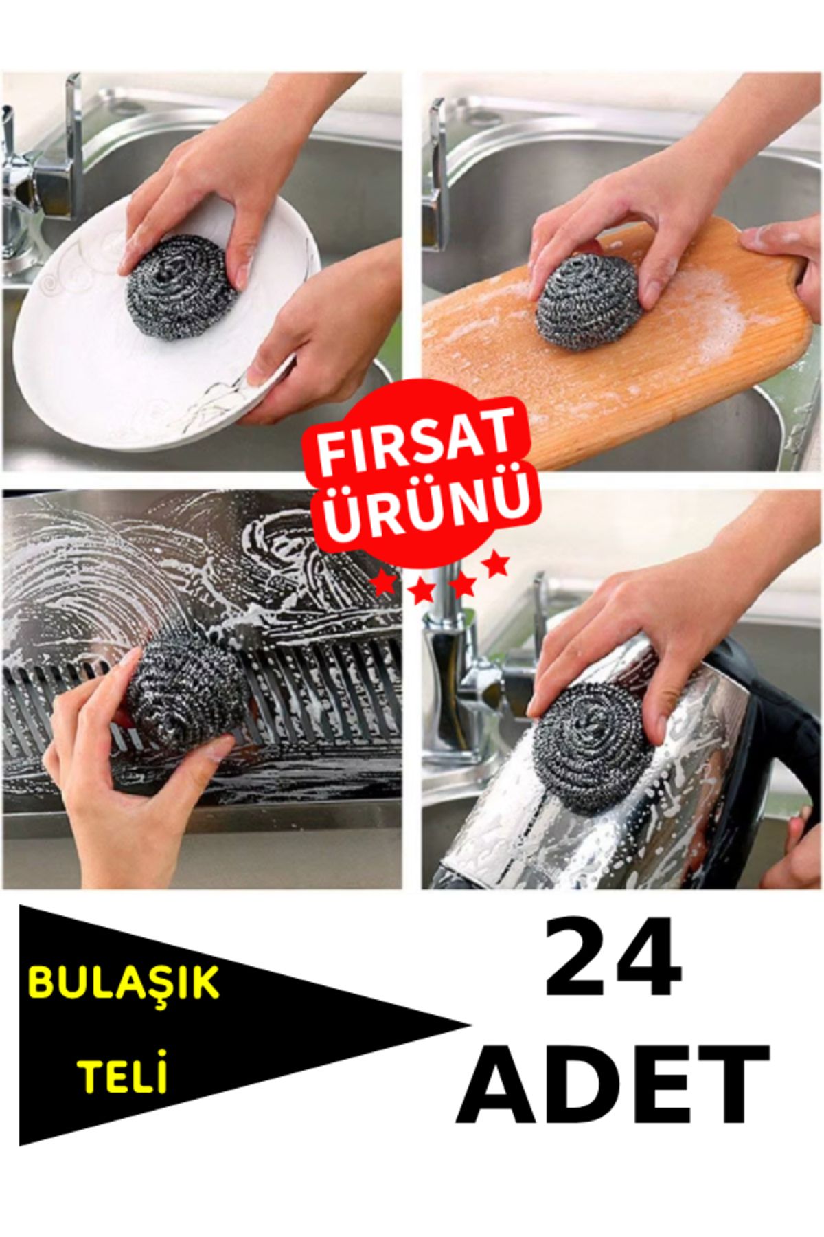 nistabolje 24 Adet Bulaşık Teli Ovma Teli Ekonomik Toptel Sürtme Teli