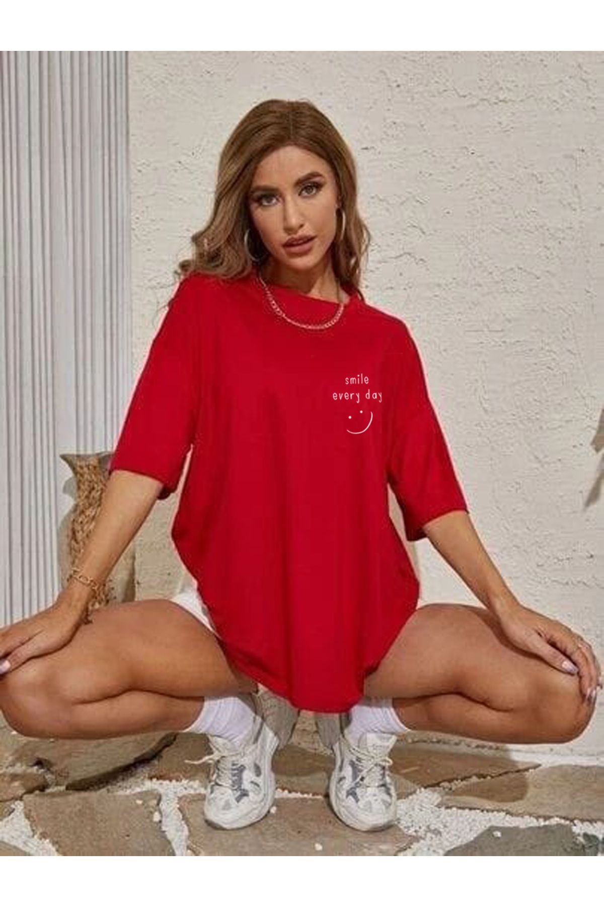 TekTarzz Unisex Smile Baskılı Tshirt