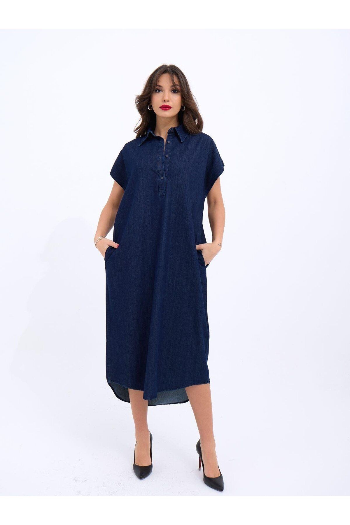 anizmir 7348 KOT ELBİSE-MAVİ