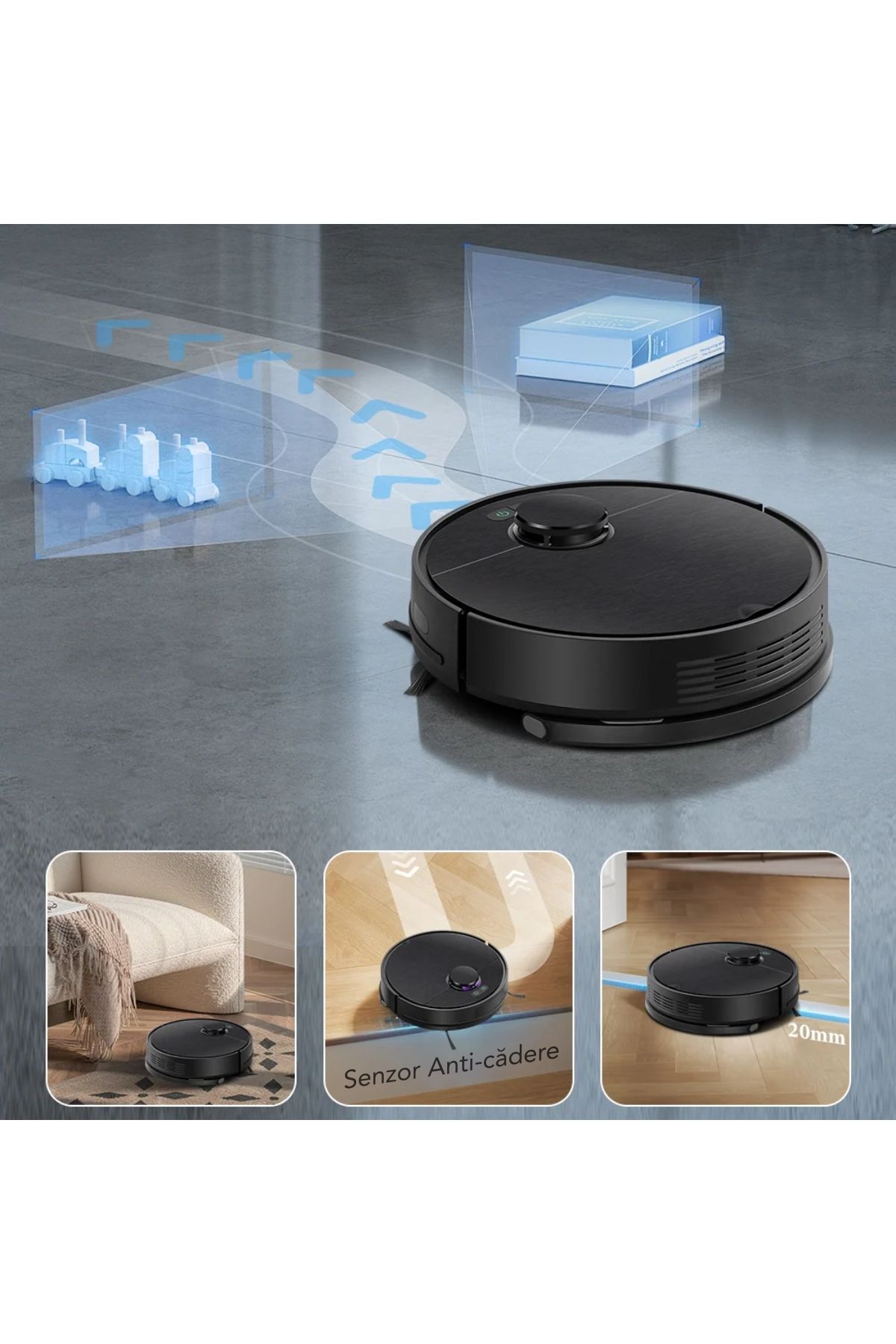 Liectroux-Aspirator robot cu funcție de spălare, Liectroux G7 (D6816), navigare laser LDS (Lidar + SLAM), 180 de minute 8