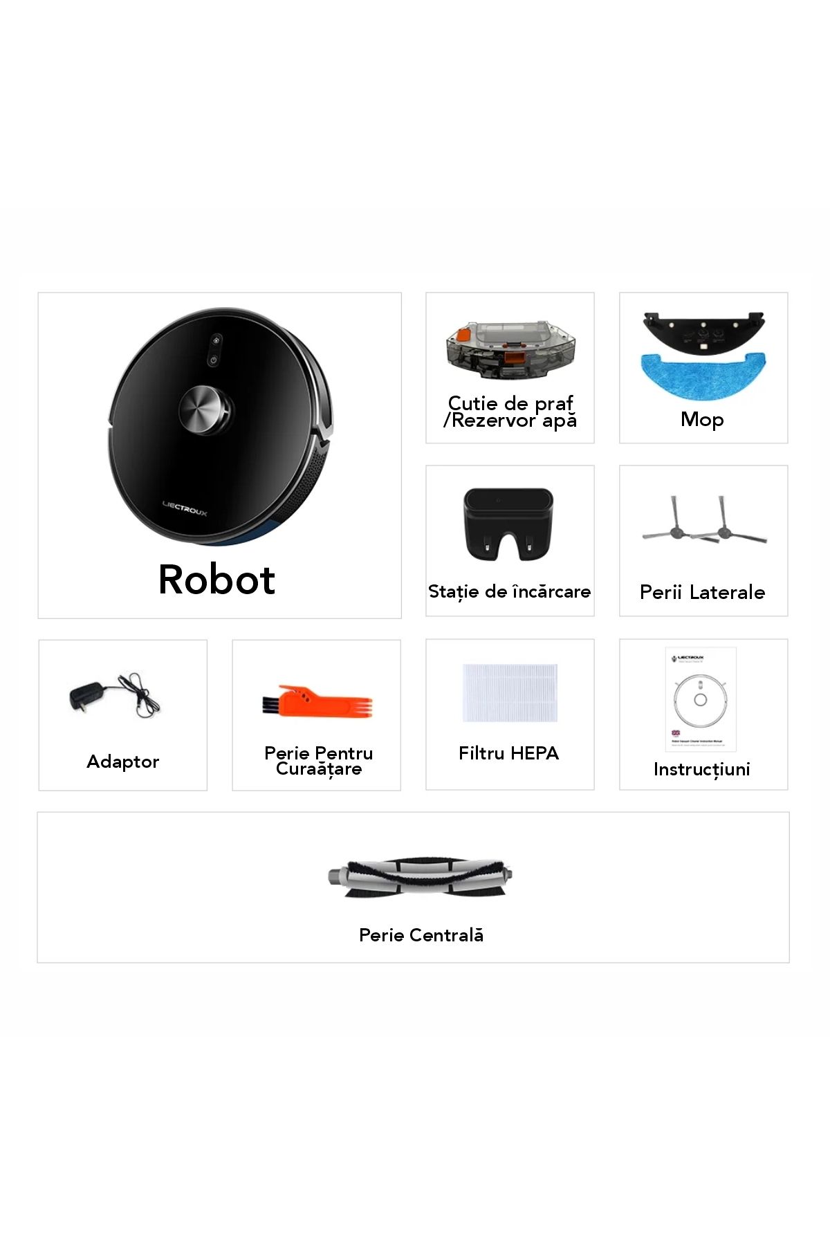 Liectroux-Robot Vacuum Cleaner with Washing, Liectroux XR500(D6818), with gyro navigation,130 minutes autonomy 12