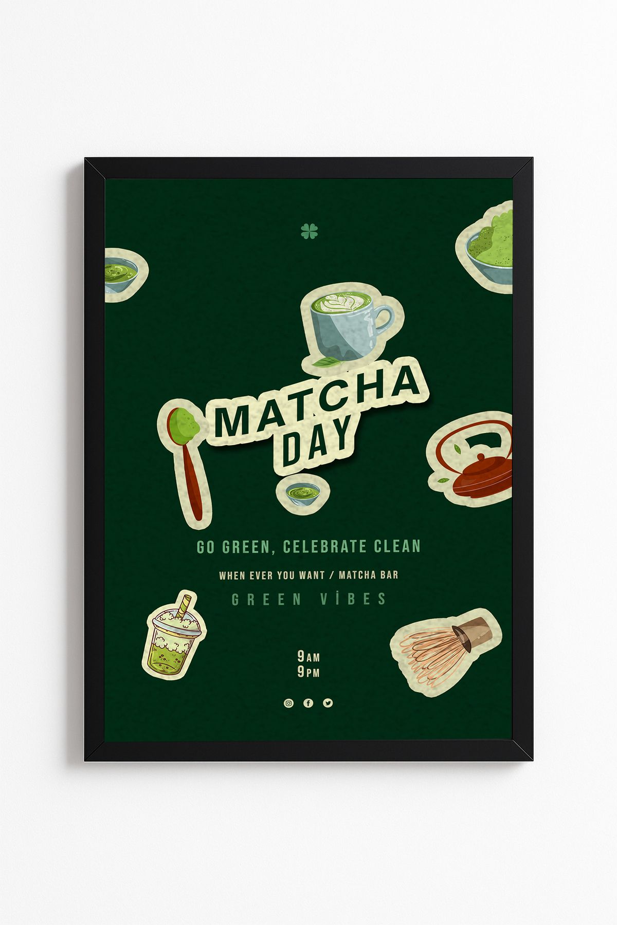 Patte Matcha Latte Çerçevesiz Modern Renkli Tasarım Poster, Özgün Poster, Duvar Posteri