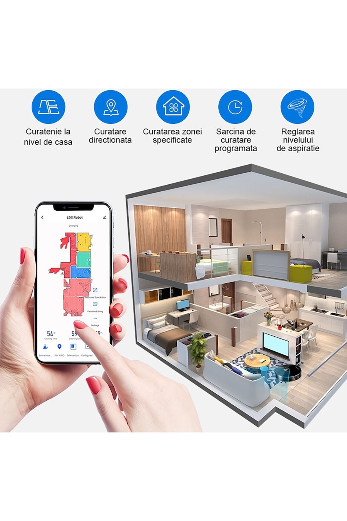 Liectroux-Robot Vacuum Cleaner with Washing, Liectroux XR500(D6818), with gyro navigation,130 minutes autonomy 8