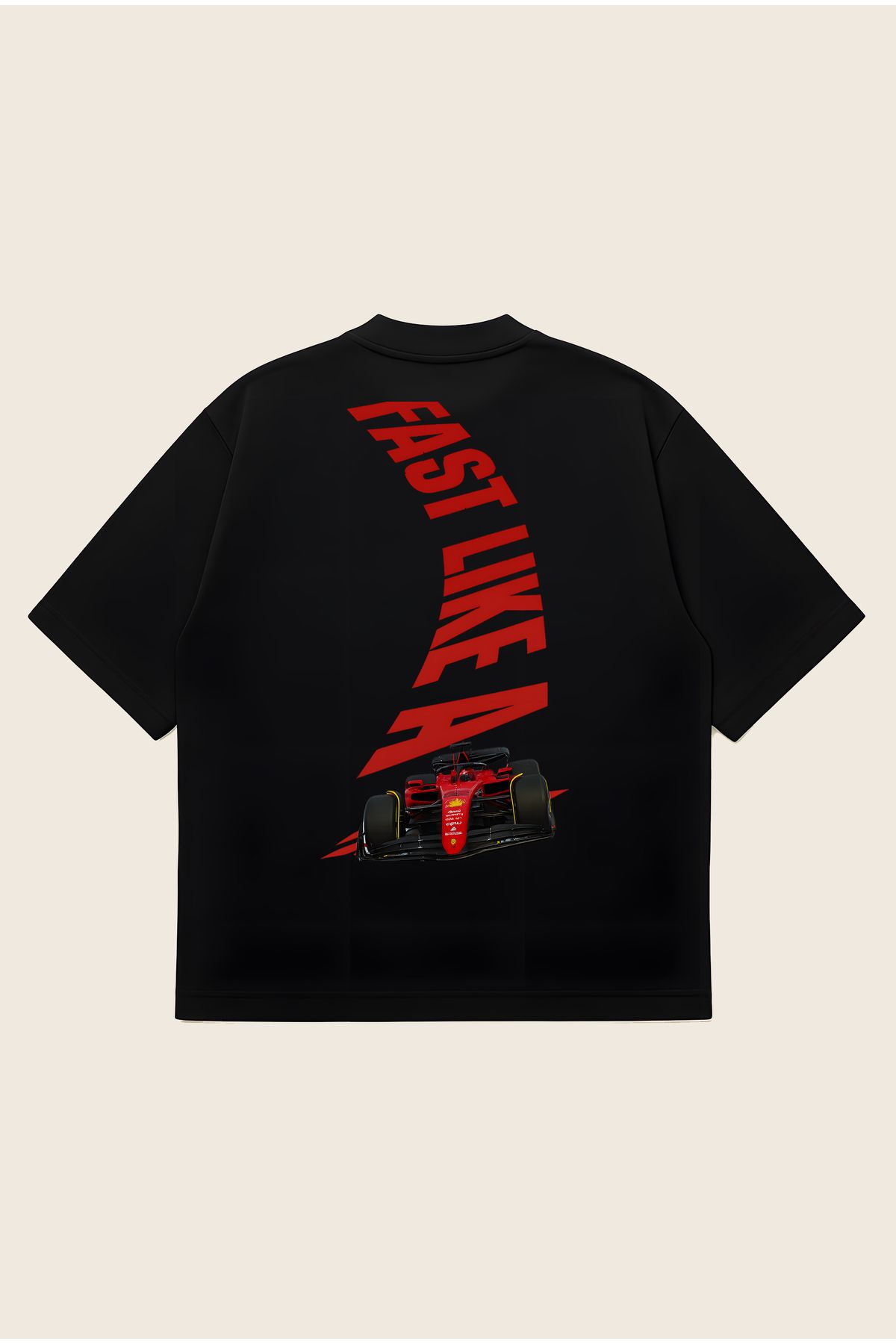 Moon Dancer Fast Like F1 Unisex Oversize Baskılı Boxy Fit Kalın Kumaşlı T-shirt
