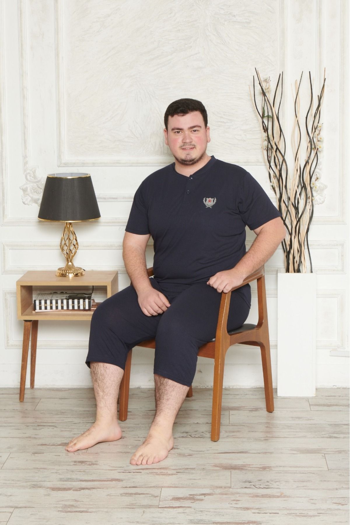 Pyjama Familya Erkek Büyük Beden Kapri Kısa Kollu Pijama Takımı