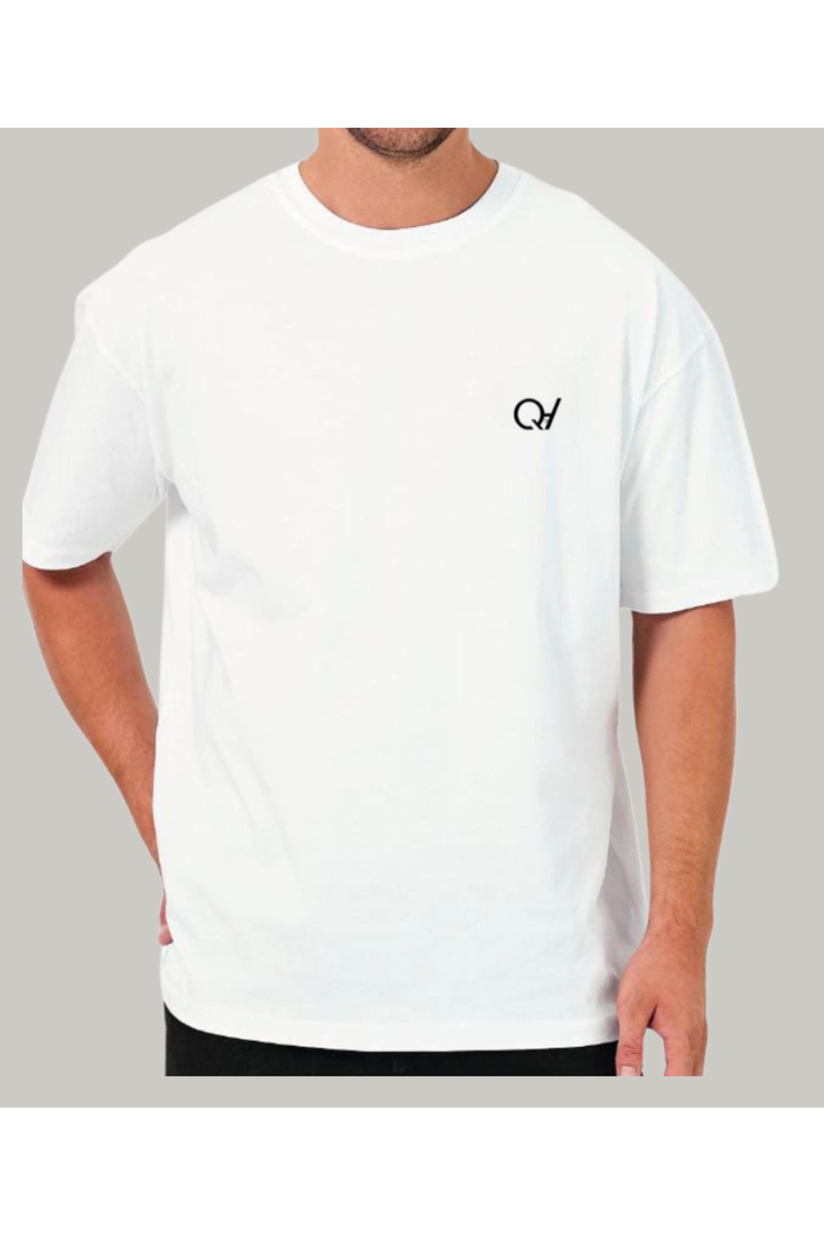 QEAS Beyaz Oversize tişört