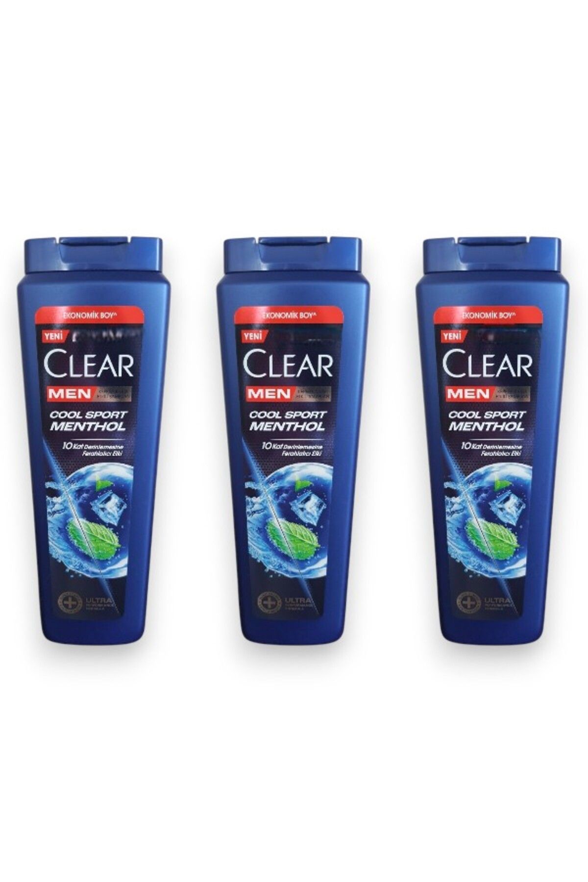 Clear Men Şampuan, Kepeğe Karşı Etkili, Cool Sport Mentol, Ferahlatıcı Menthol Etkisi 3x500 ml