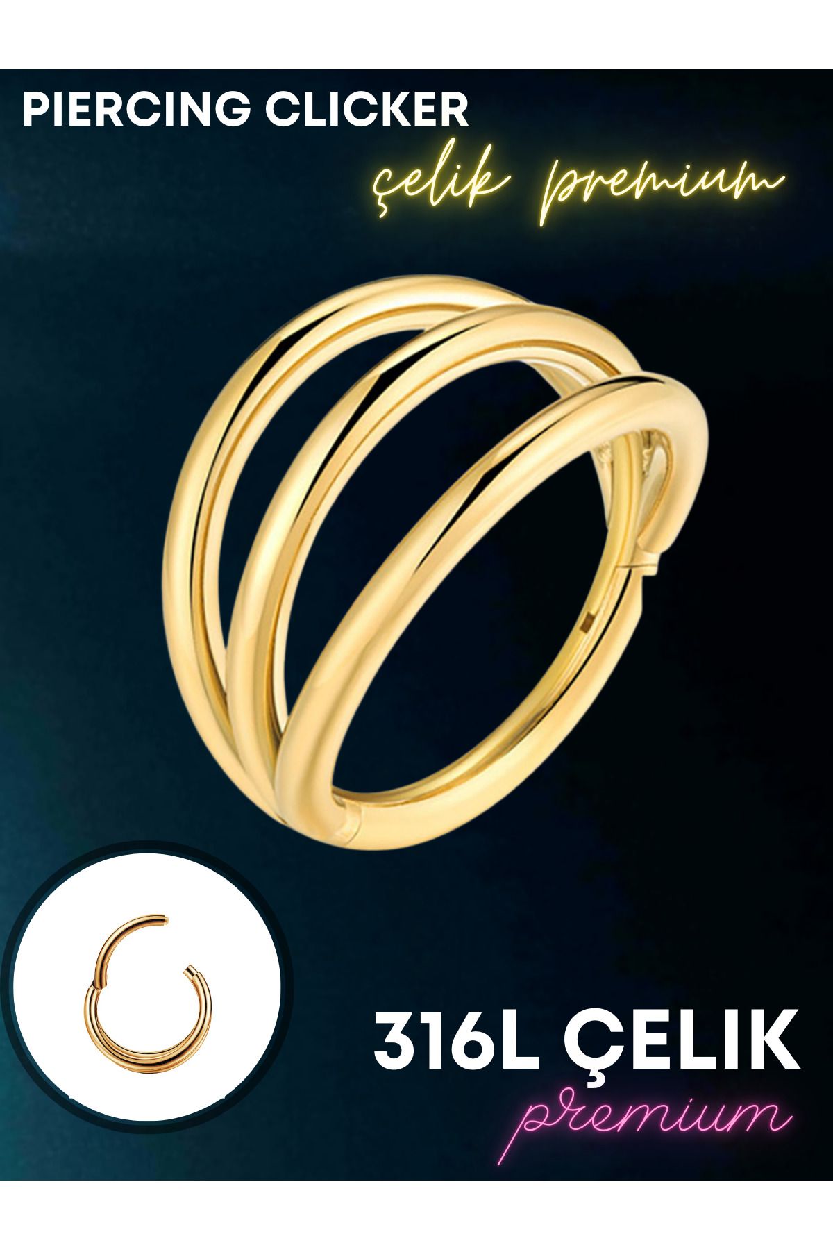 Luckshery Helix, Tragus, Septum, Kulak Memesi için Sade ve Çok Amaçlı Piercing Clicker