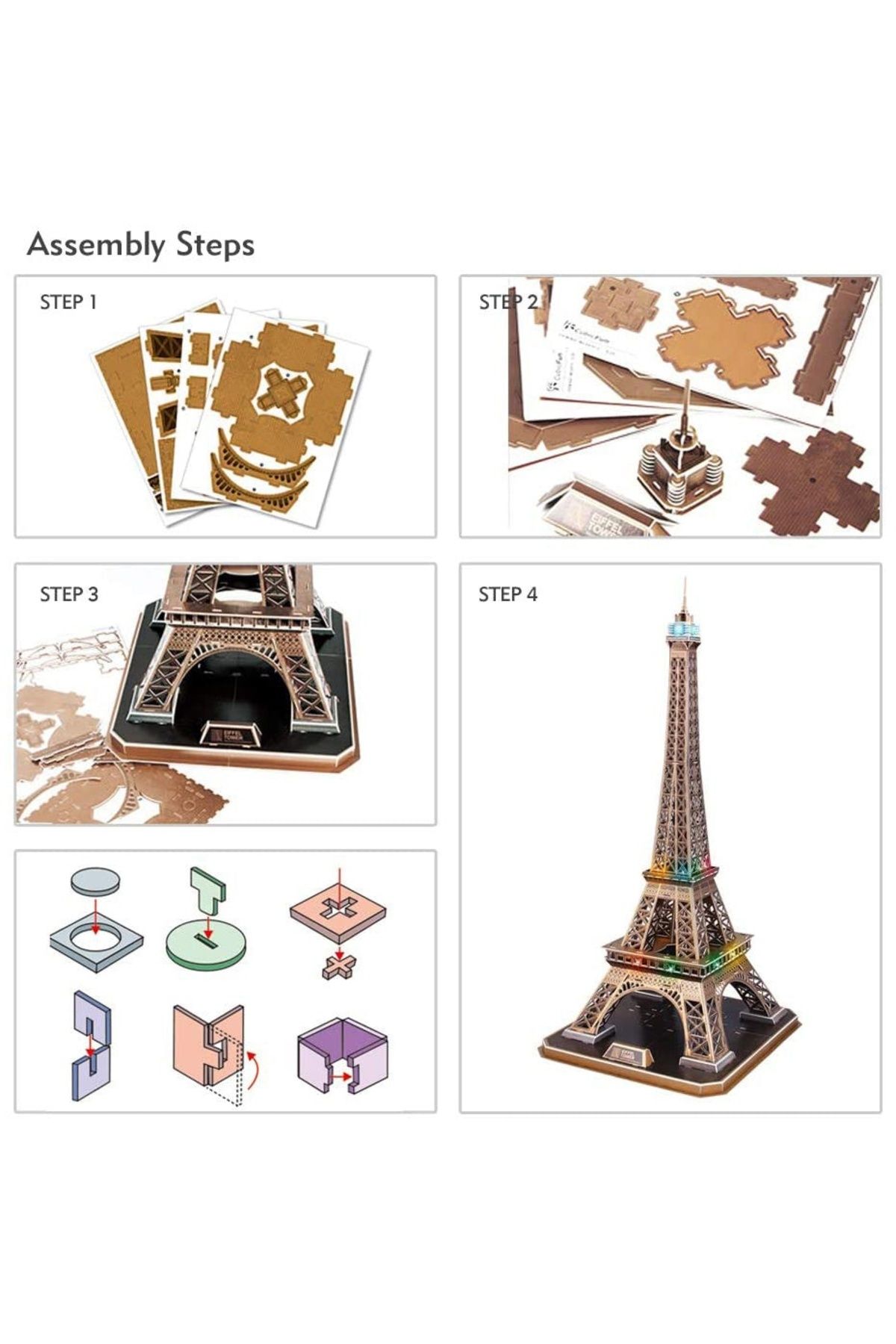 Cubic Fun-Cubic Fun - 3D LED Puzzle Eiffel Tower 84 Pieces 4