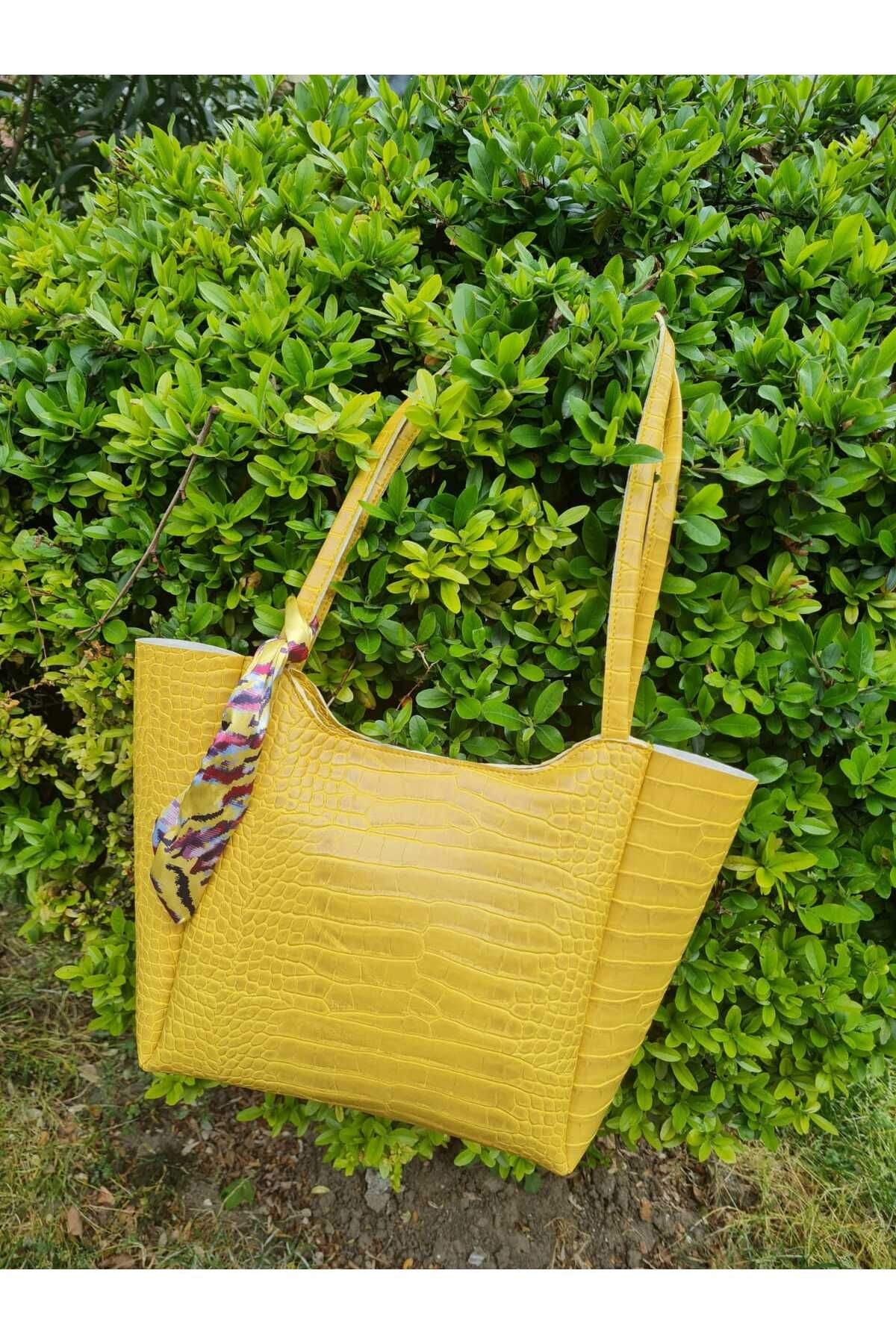 Kontes Kadın Fularlı Fermuarlı Ve Çıtçıt Kapamalı Shopper El Ve Omuz Çantası