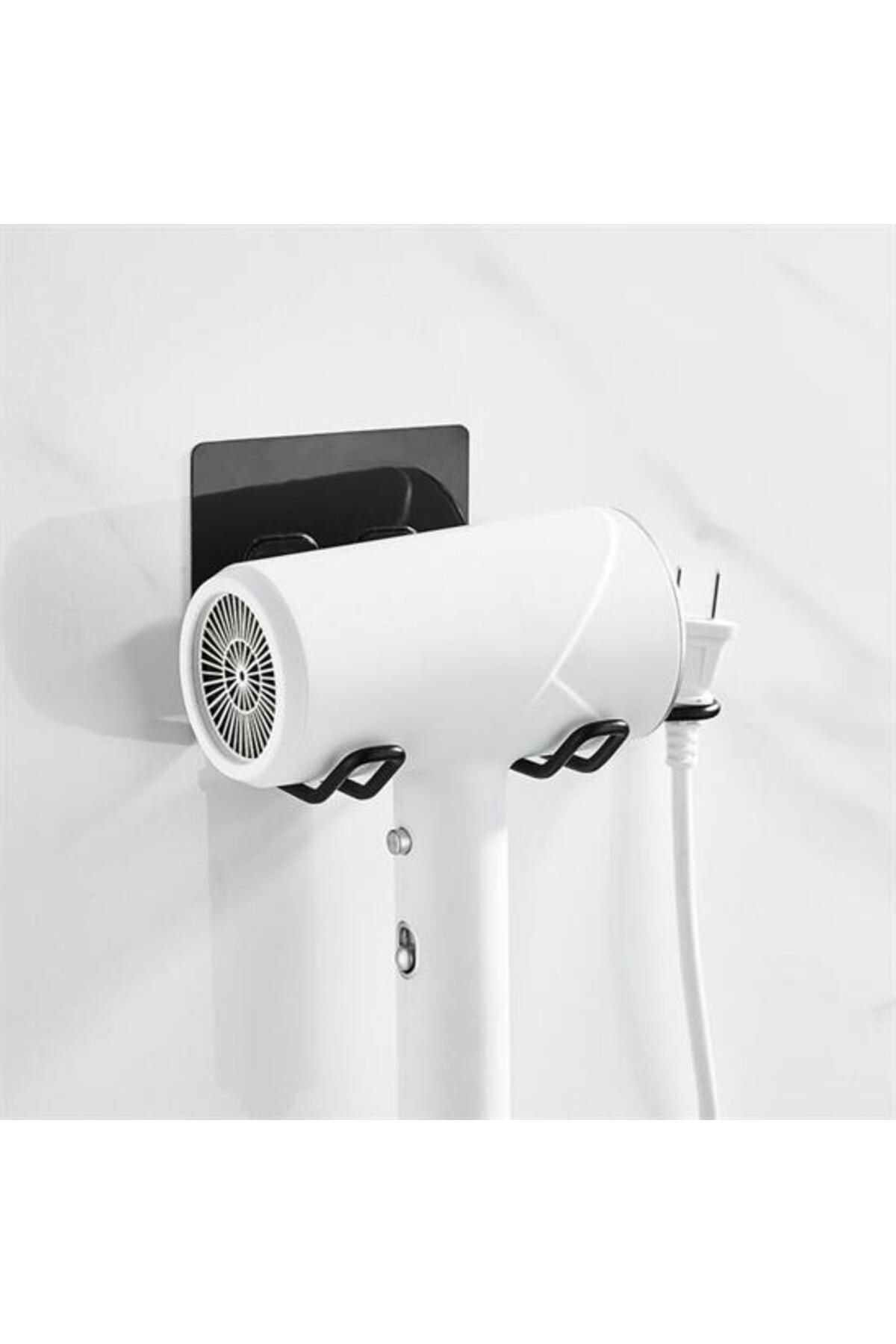 Shop58 Fön Makine Askısı Siyah Yapışkanlı Fön Makine Tutucu (4172)
