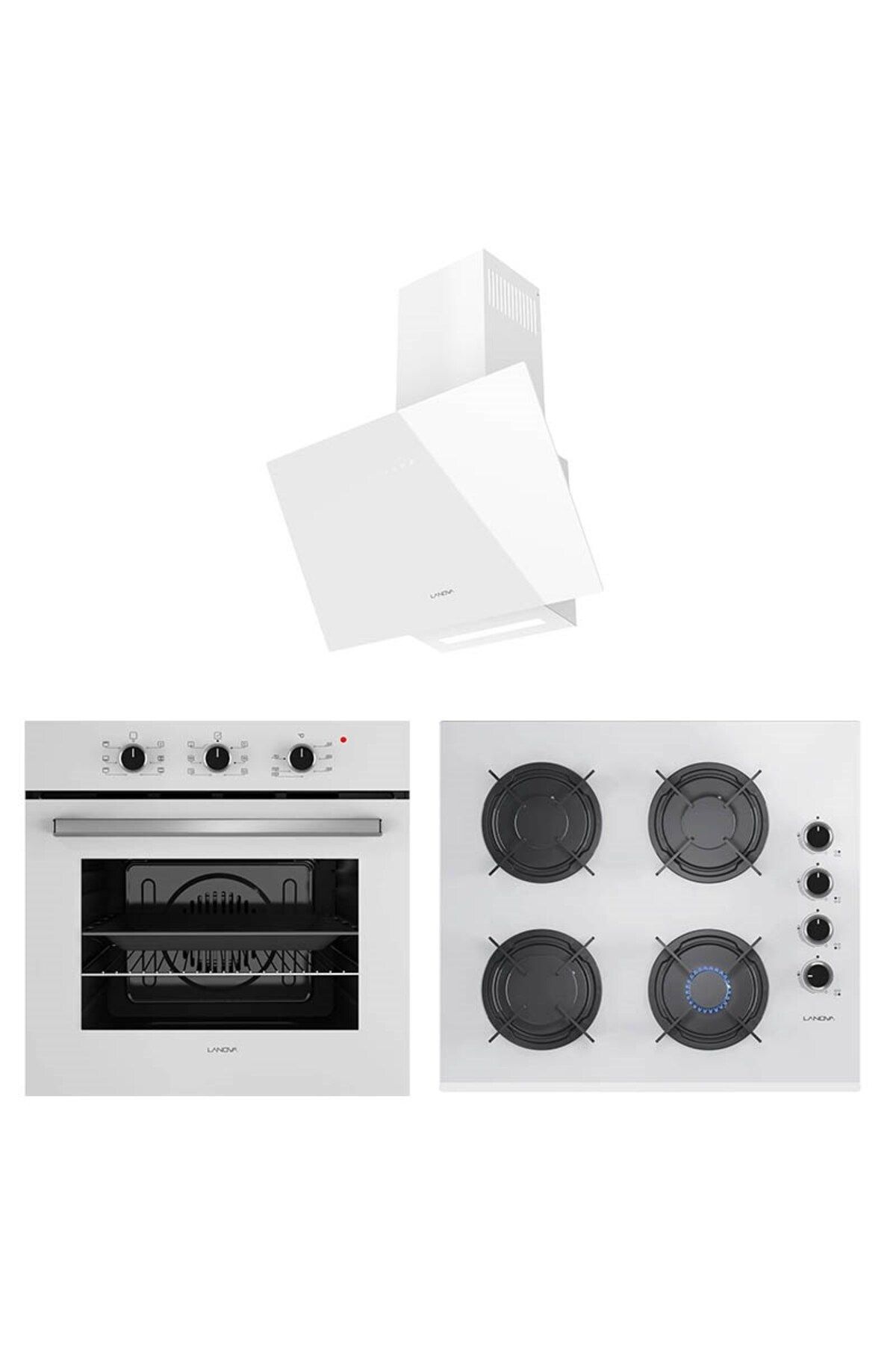 LANOVA Mano 2106TW01 - G16400-202 - 3220W6 Beyaz Cam Ankastre Set