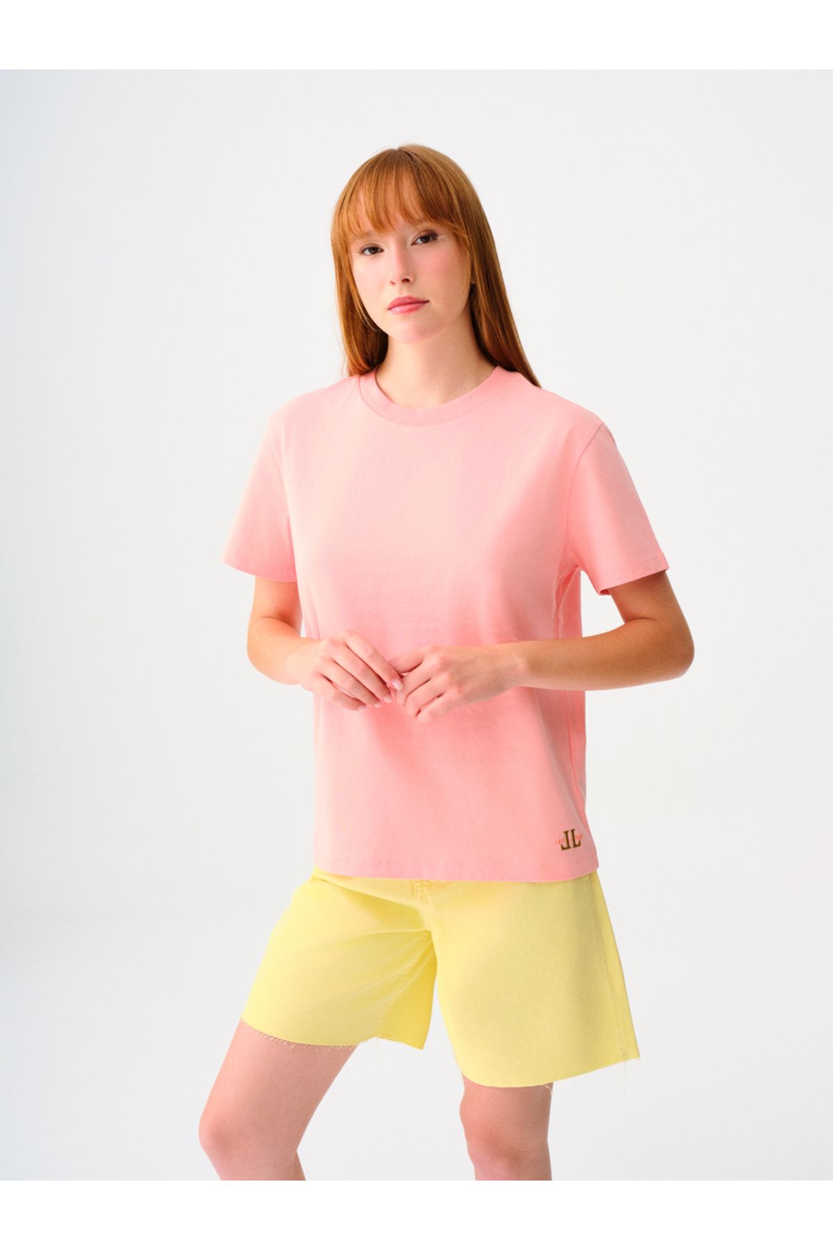 Loft LF2036285 Pembe Kadın Bisiklet Yaka T-shirt
