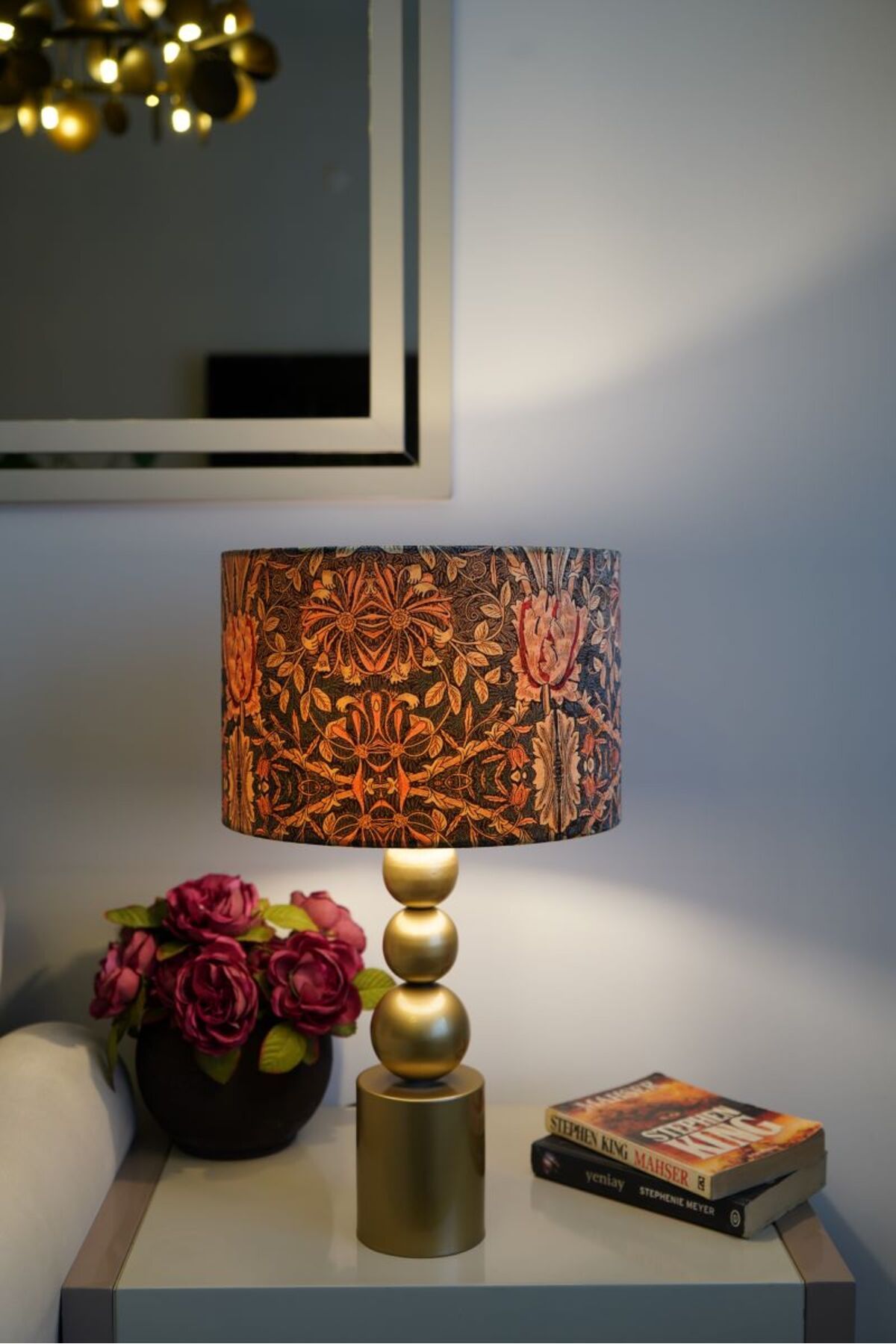 retro home design Özel Eskitme Ayaklı Dejavu Kadife Kumaş Silindir Dekoratif Abajur Yatak Odası Salon