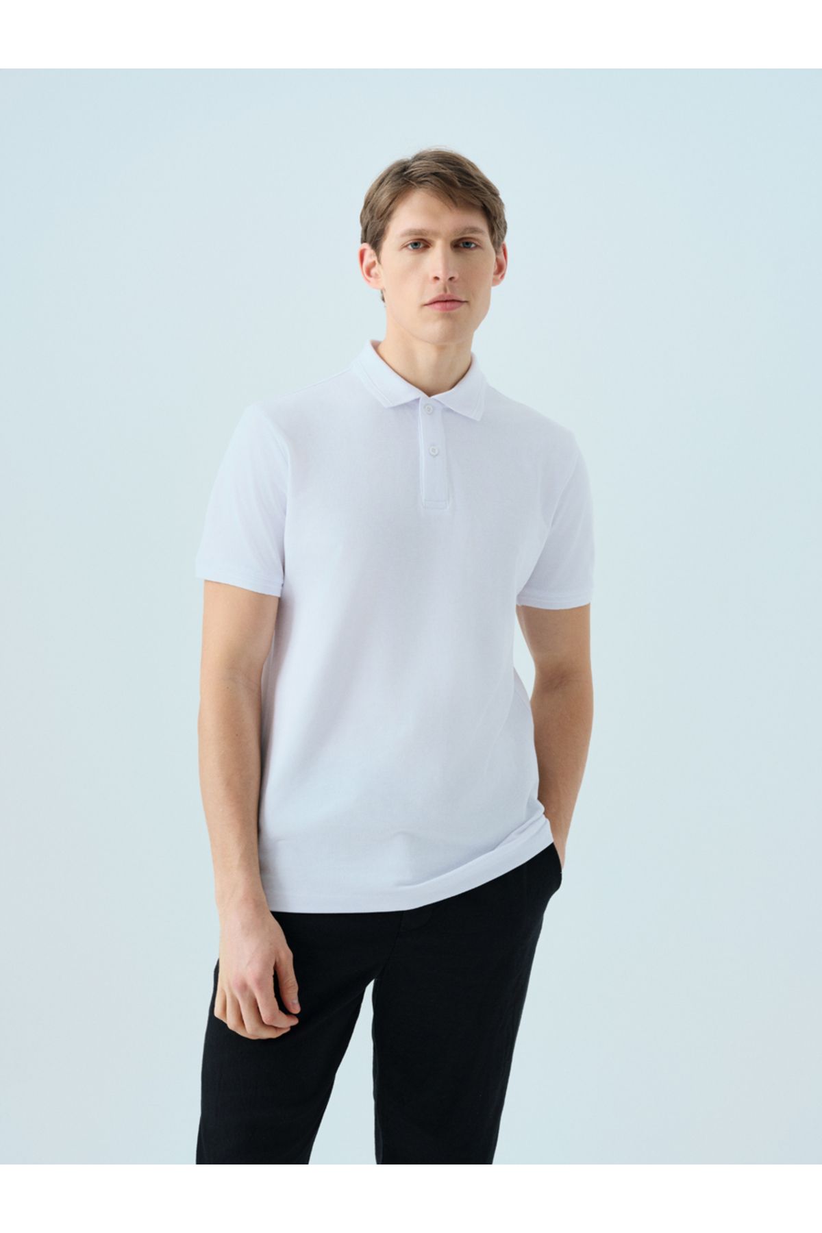 Loft 2035136 Beyaz Erkek %100 Pamuk Polo Yaka T-shirt