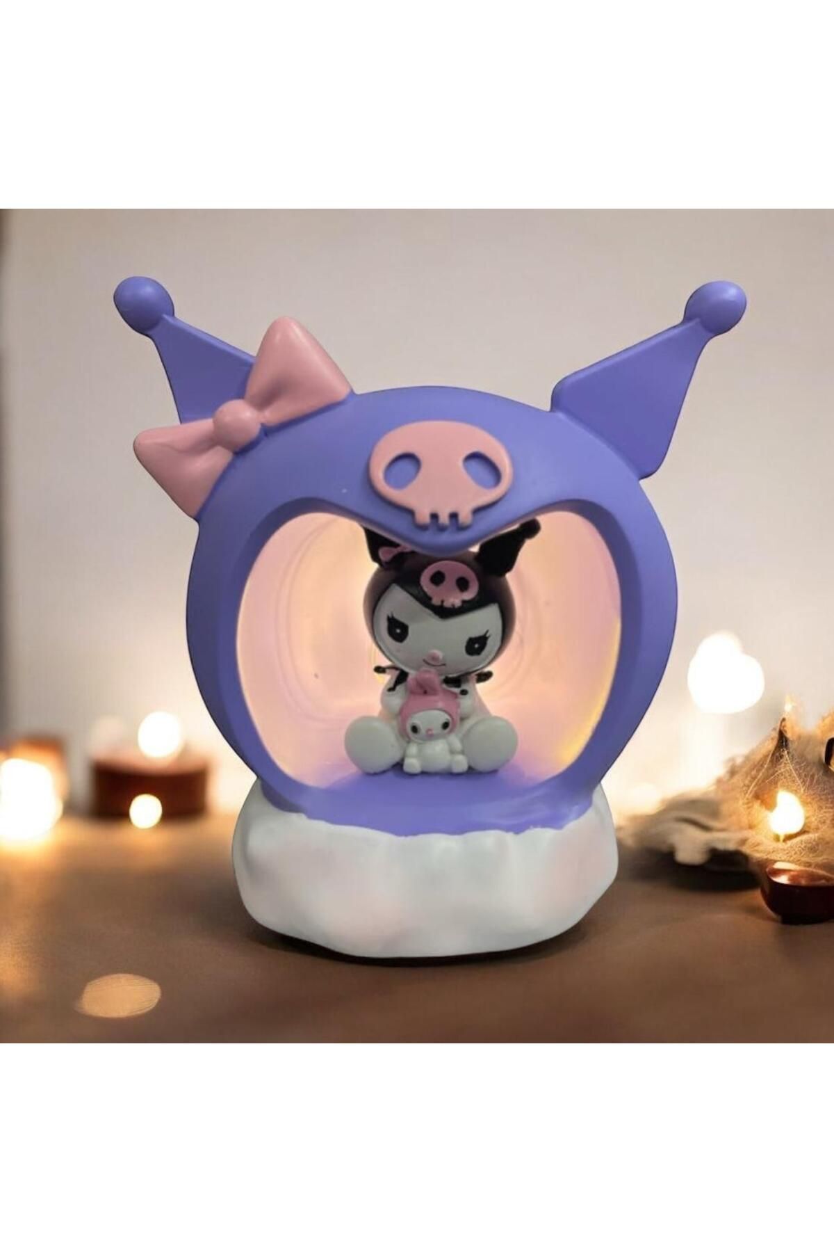 VEYORA Kuromi Dekoratif Pilli Gece Lambası Biblo