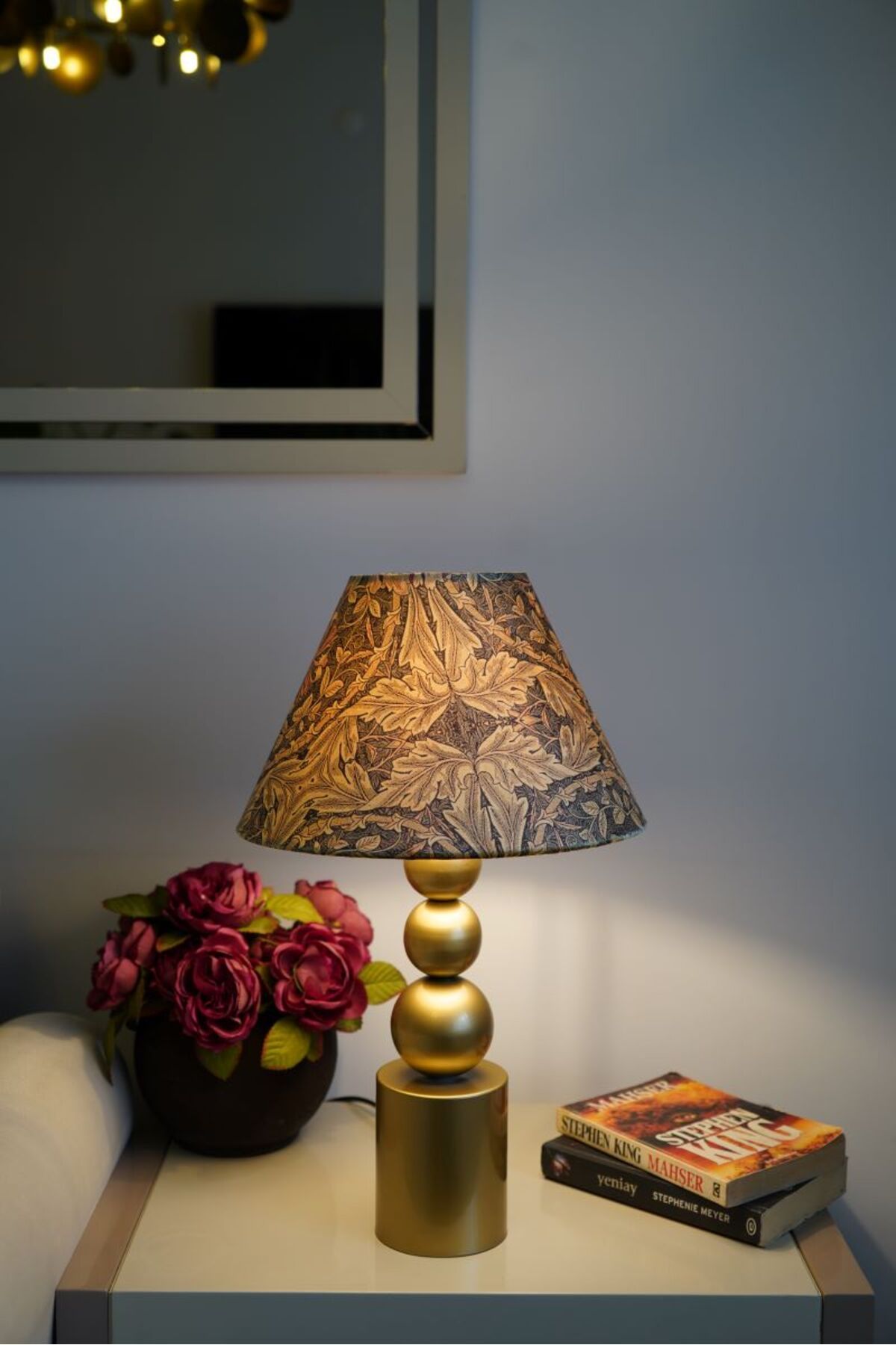 retro home design Özel Eskitme Ayaklı Kadife Kumaş Konik Dekoratif Abajur Yatak Odası Salon