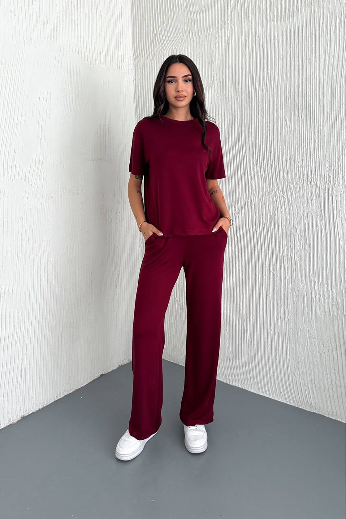 XXL BUTİK XXL Butik kadın pamuklu cep detaylı eşofman takımı X-NBTG005