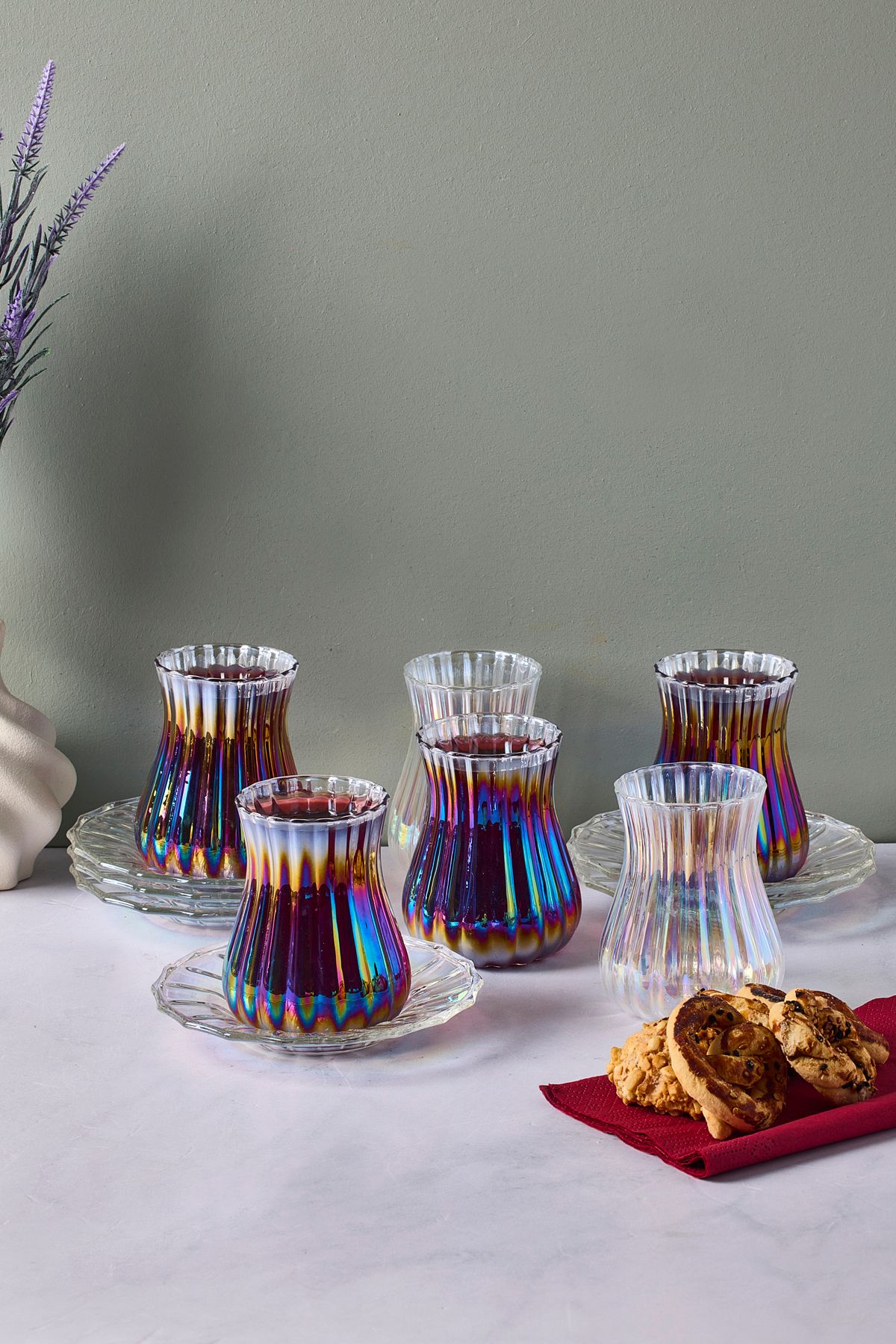 Muba Consept Harmancık Luster 12 Parça Cam Çay Takımı 170 ml