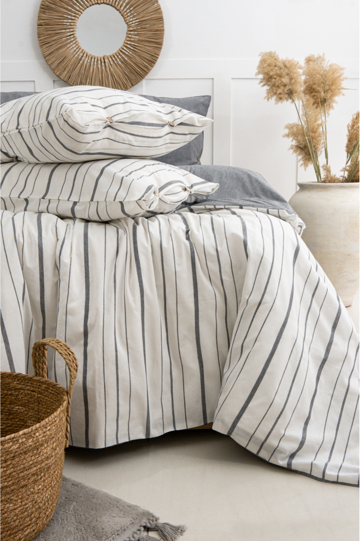 BESTİNA GOLD-Harmony Hues Yarn-Dyed Natural Single Duvet Cover Set (With Elastic Sheet) 3