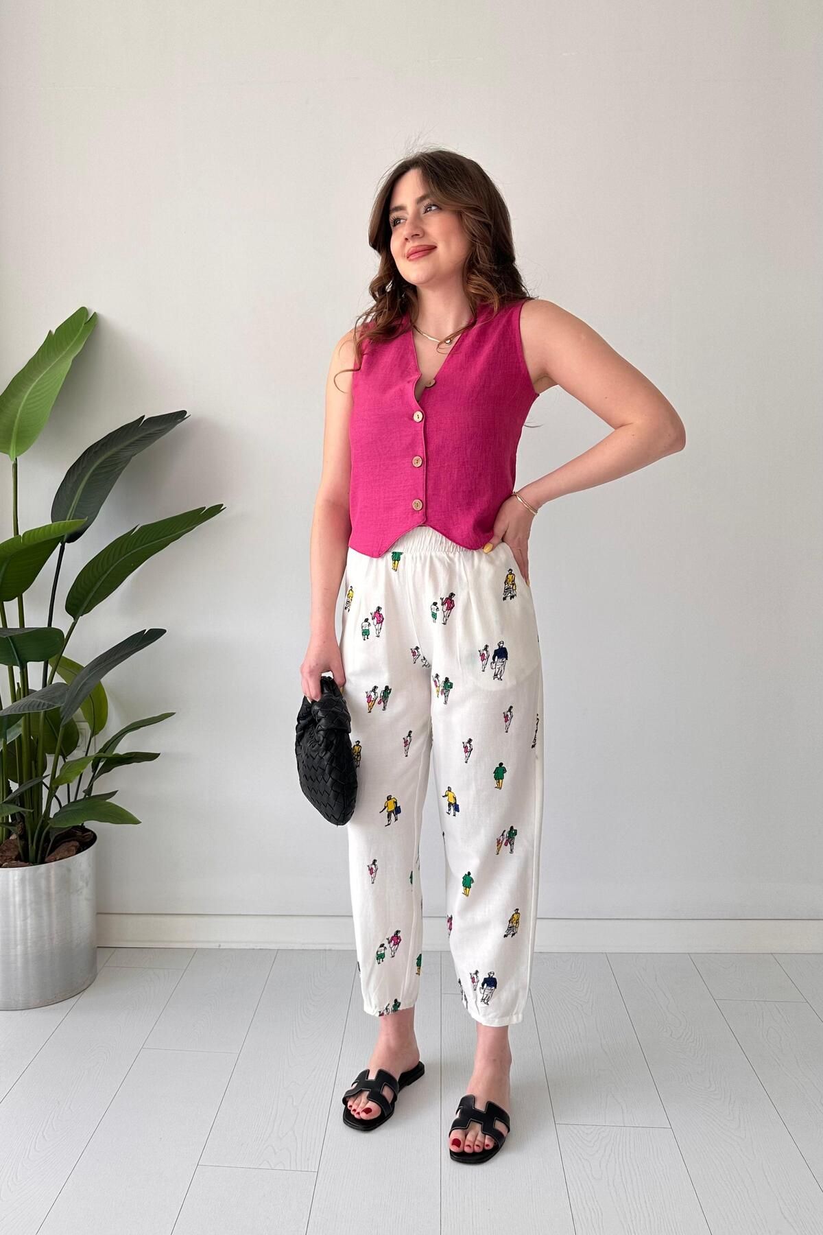 MaziButik Lady Yelekli Takım Fuşya