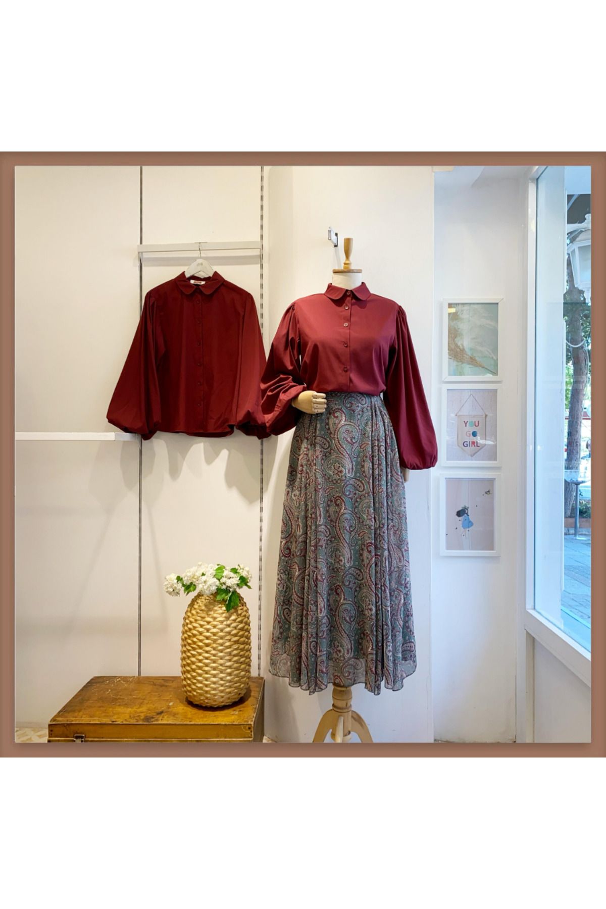 Faya Boutique Yeşil Châle Şifon Etek