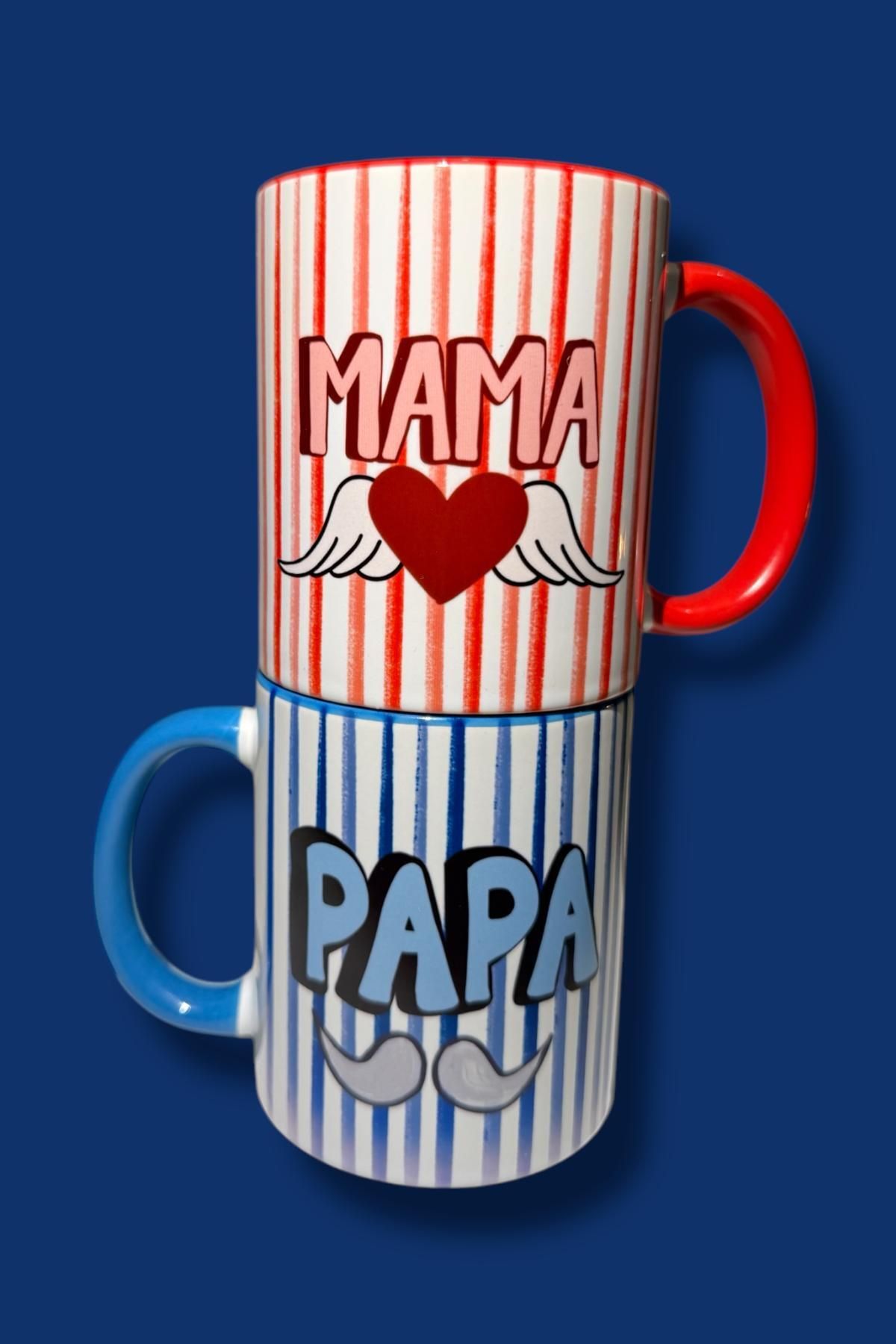 City Glow Mama - Papa - 2 Kupa- Hediyelik Kupa Bardak