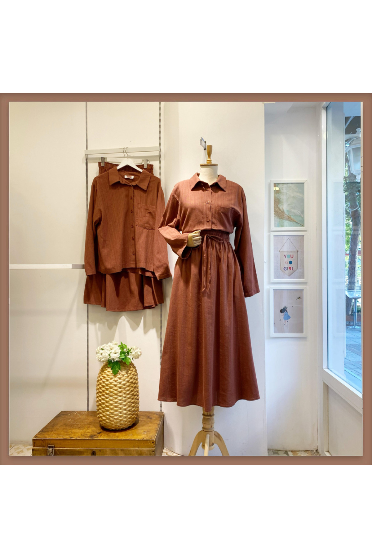 Faya Boutique-Tile Linen Set with Pocket Detail 3