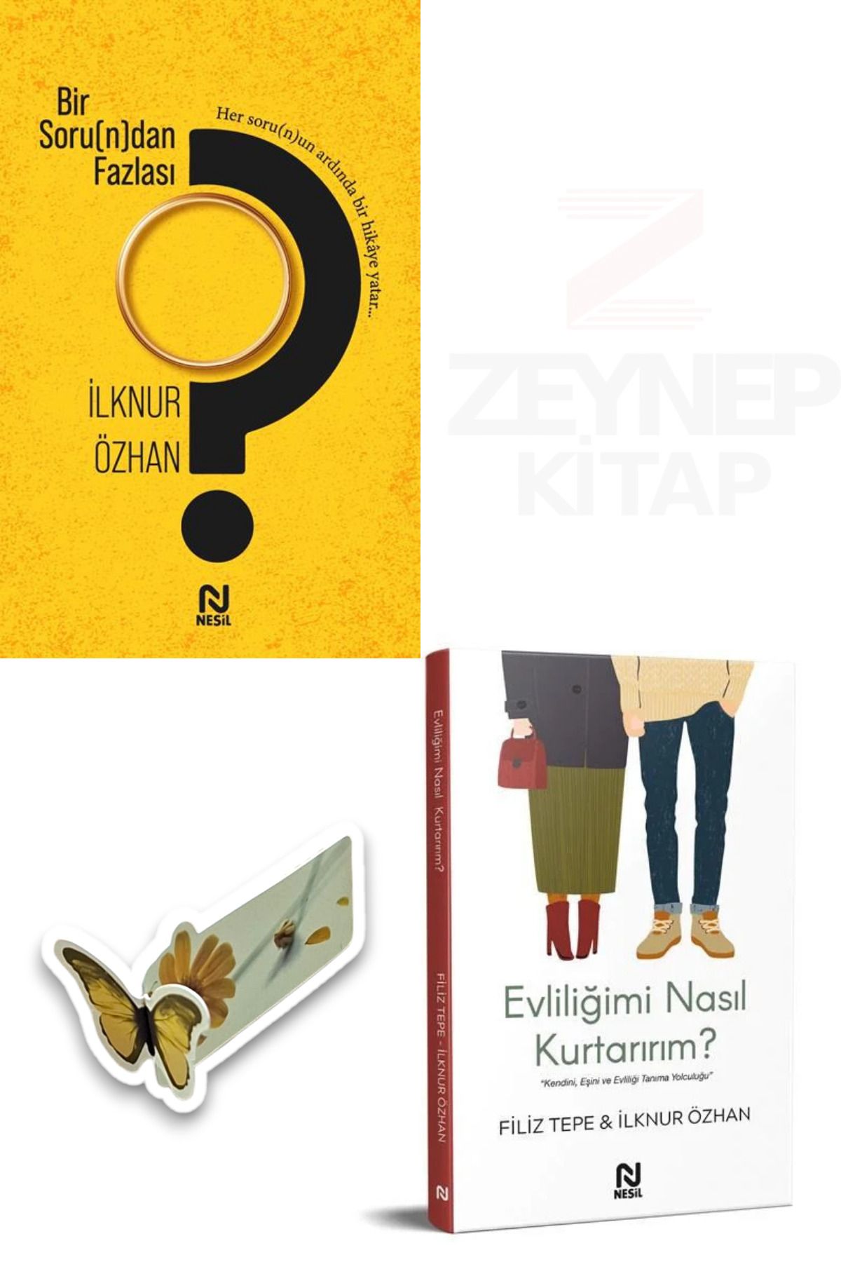 Nesil Yayınları Bir Soru(n)dan Fazlası ve Evliliğimi Nasıl Kurtarırım?(Özel Tasarım Kelebek Ayraç Hediye)