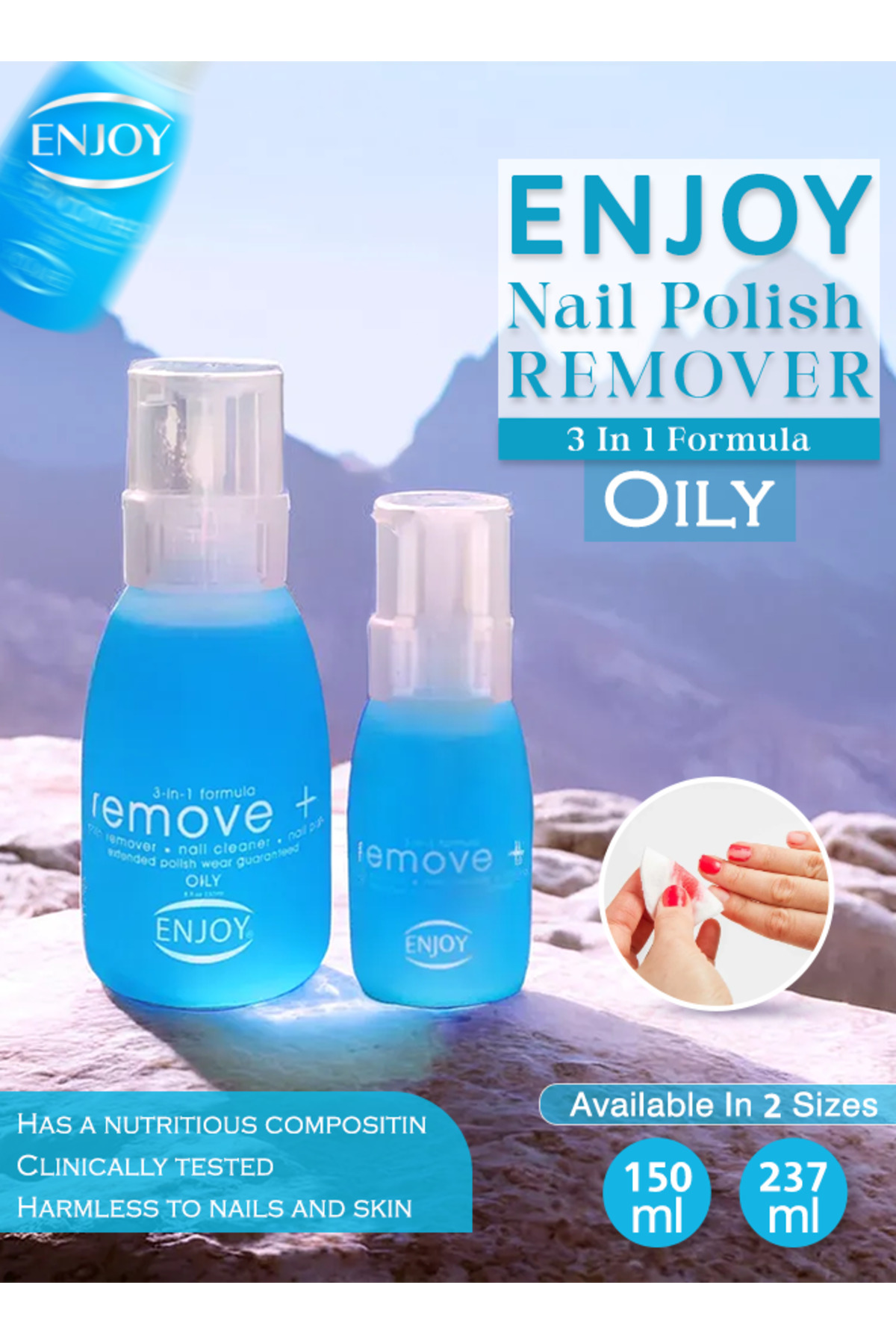 Enjoy-Nail Polish Remover Oily 150ml – Acetone-Free, Nourishing, Hydrating & Fast Removal 3