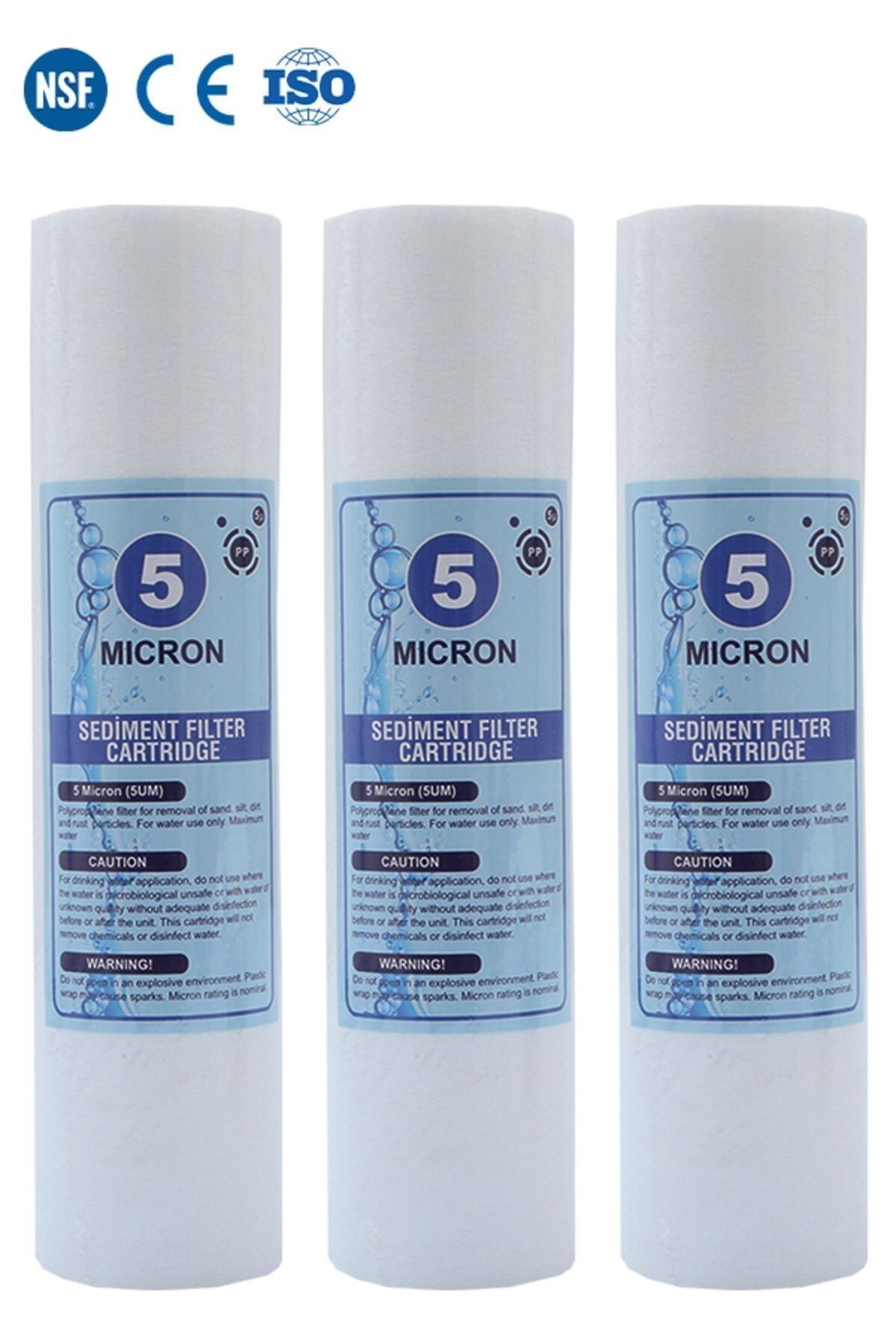 Filter Store Açık Kasa Su Arıtma Cihazı 10 Inc 5 Mikron Sediment Spun Filtre (TOZ,TORTU FİLTRE) 3 Adet
