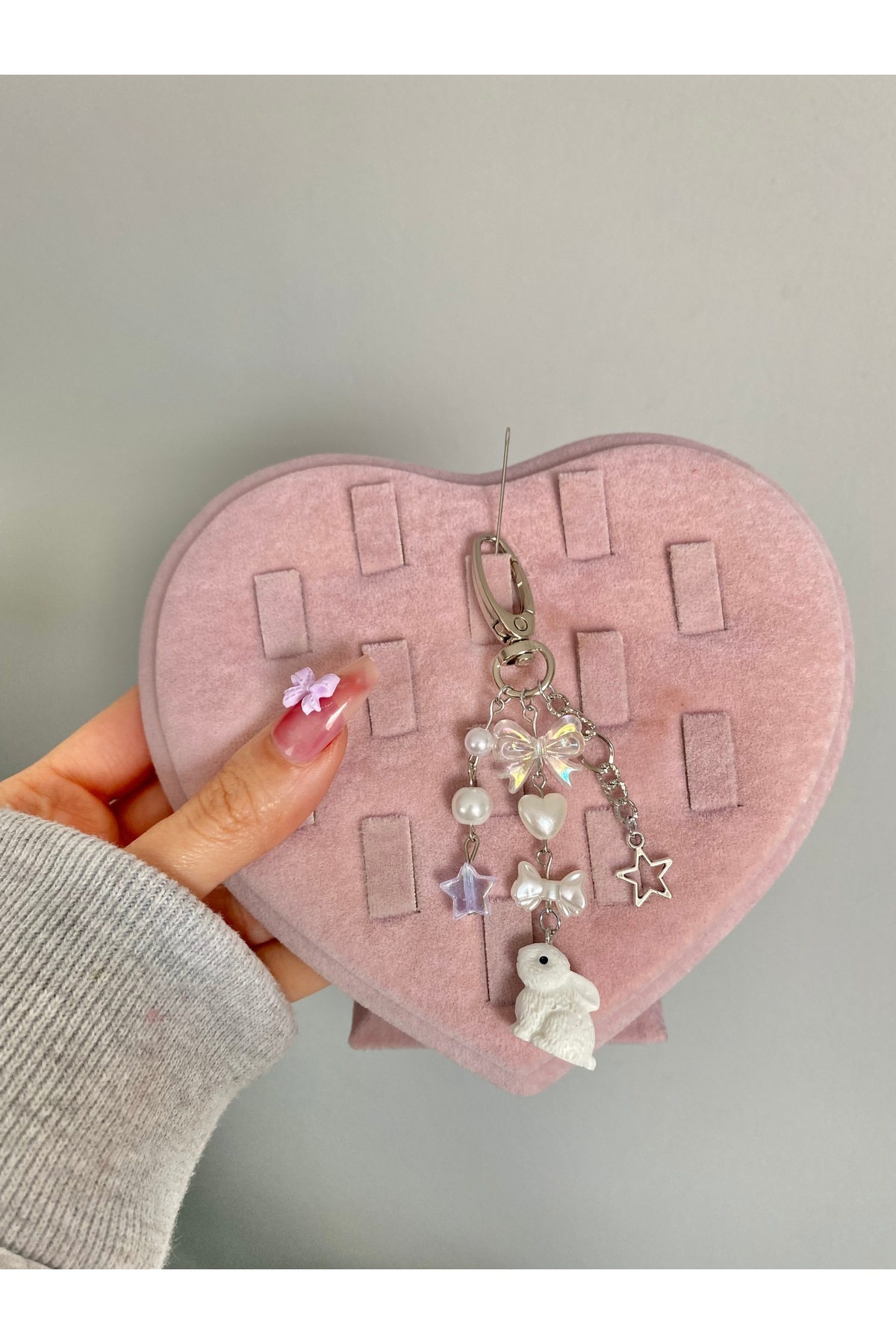 Pinky Lady Rabbit fiyonk coquette tasarım çanta süsü çanta charmı