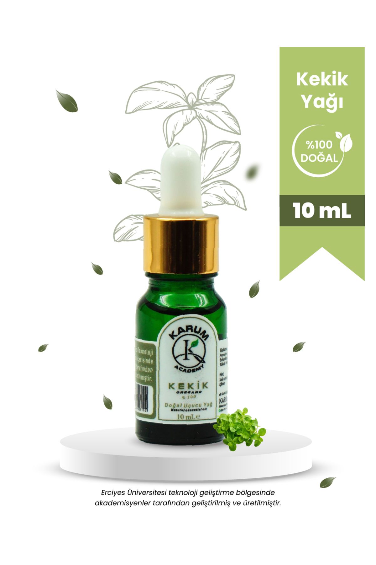 karum academy Aromaterapi %100 Doğal Cam Damlalıklı Kekik Uçucu Yağ 10ml