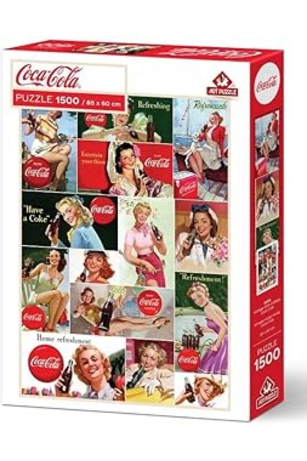 karadağsb Art Puzzle Vintage Kızları Kolaj, Coca-Cola-1500 Parça Puzzle