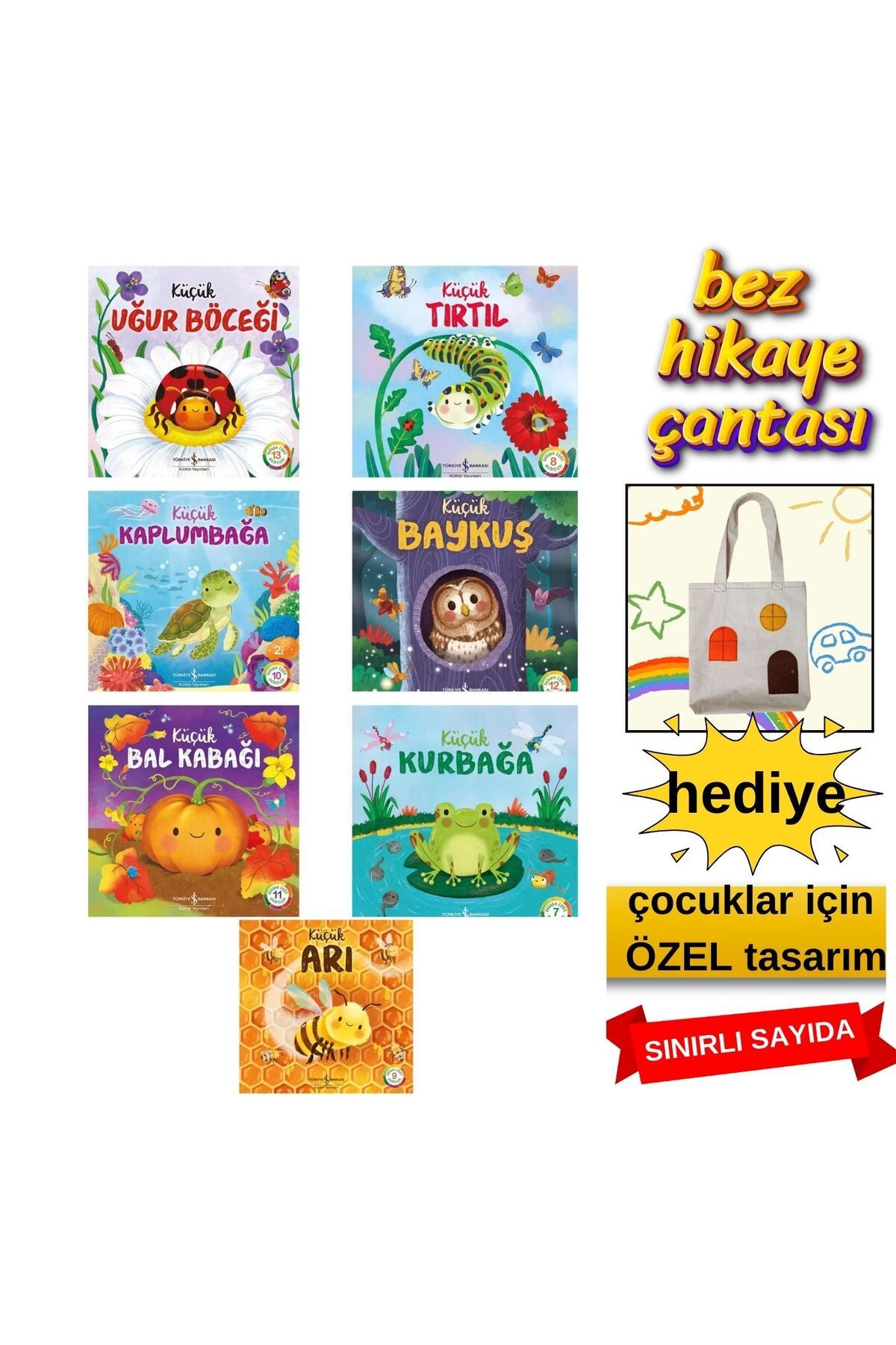 TÜRKİYE İŞ BANKASI KÜLTÜR YAYINLARI Doğanın Eşsiz Hikayeleri Serisi En Yeni Çıkmış Son 7 Kitap Çocuk Kitaplar-KÜÇÜK ARI-KÜÇÜK BAYKUŞ