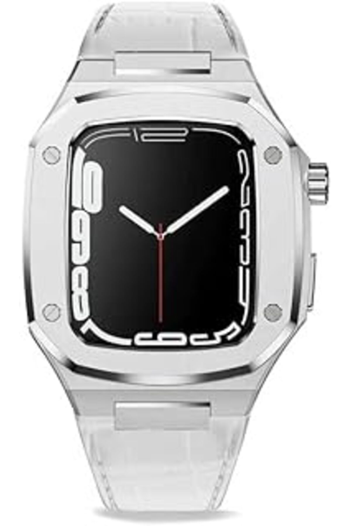 karadağsb Zore Apple İle Uyumlu Watch 7 45Mm Krd-67 Kordon Beyaz-Gümüş