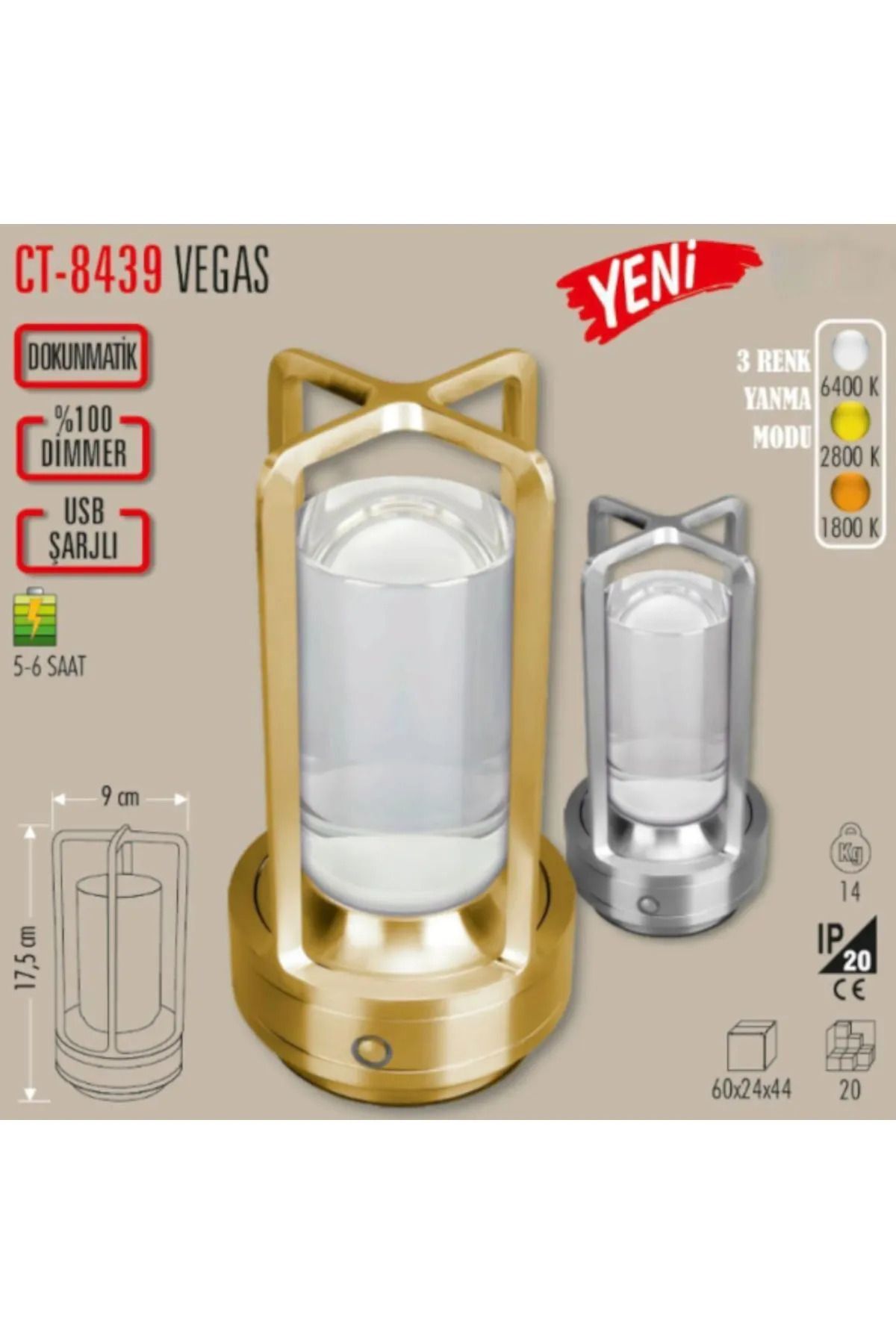Cata Ct-8439 Vegas Masa Lambası 3 Renk Işık Fonksıyonlu Usb Şarjlı Sılver (PARLA)