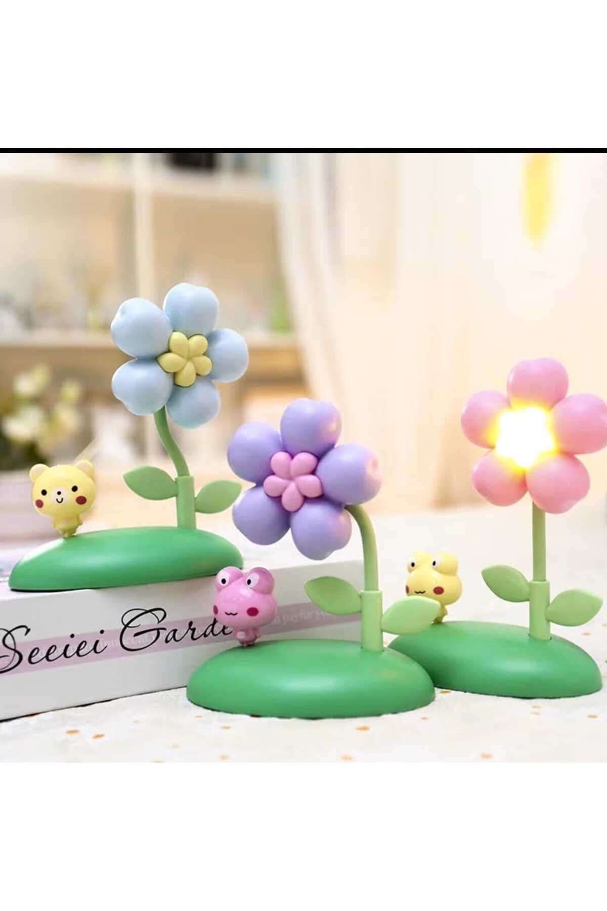 Vioma Aksesuar Sevimli Led Mini Çiçek Küçük Gece-Masa Lambası