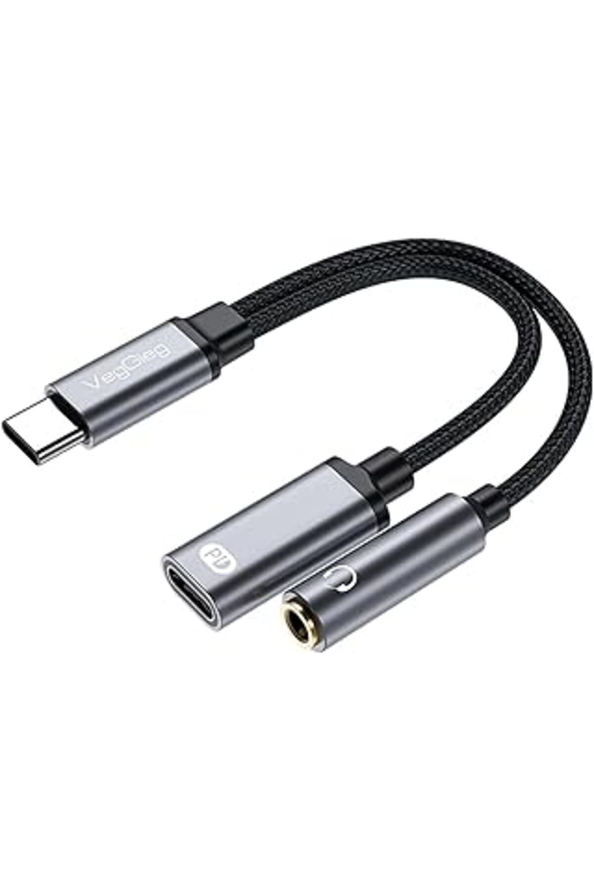 Mu Art Ahşap Veggieg Type-C To 3.5Mm Kulaklık Ve Type-C Şarj Dönüştürücü Adaptör