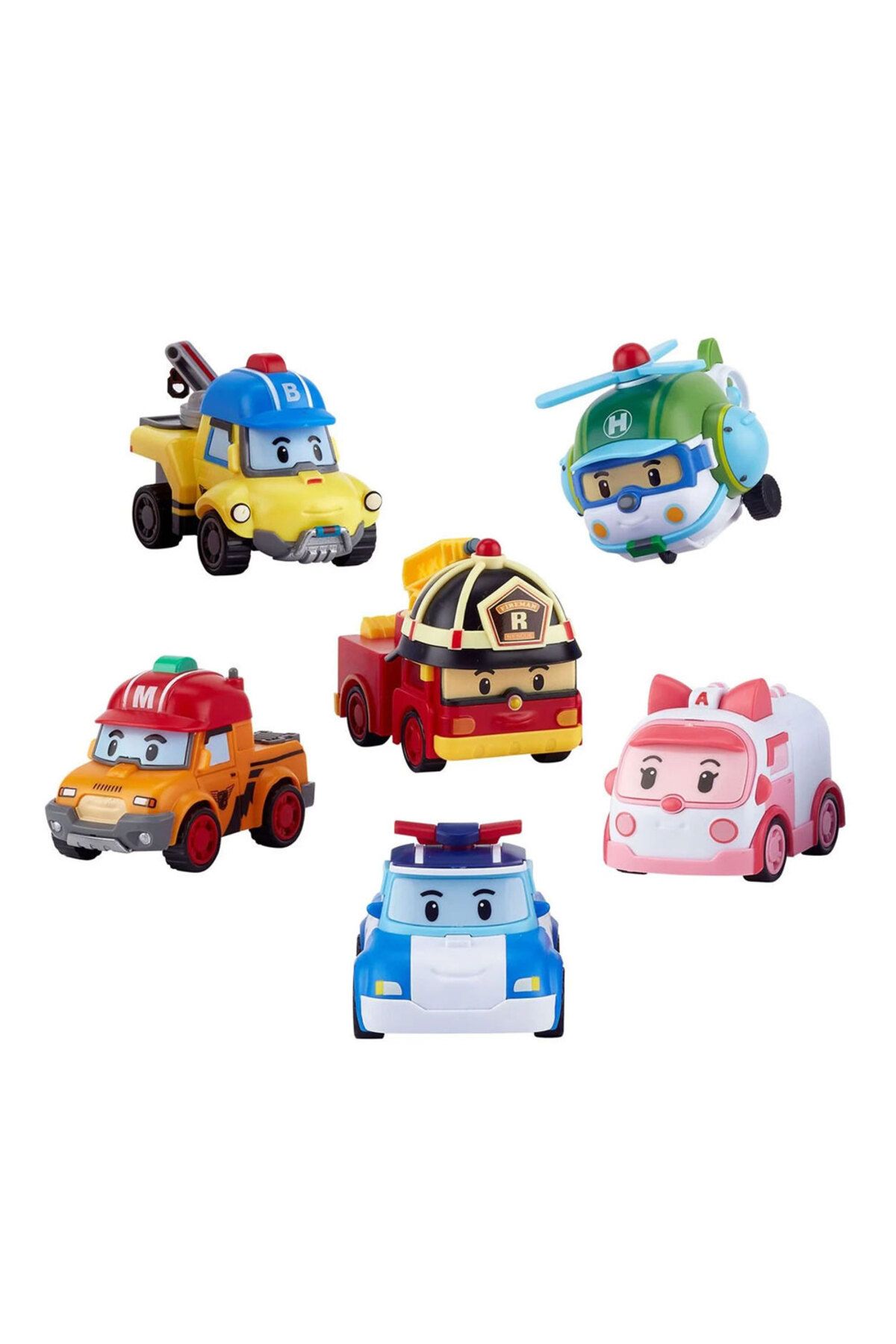 SECTOYS 6'Lı Robocar Poli Figür Seti Amber Roy Mark Helly Bucky Poli Figürleri 6 Lı Robocar Poli Robot Figür