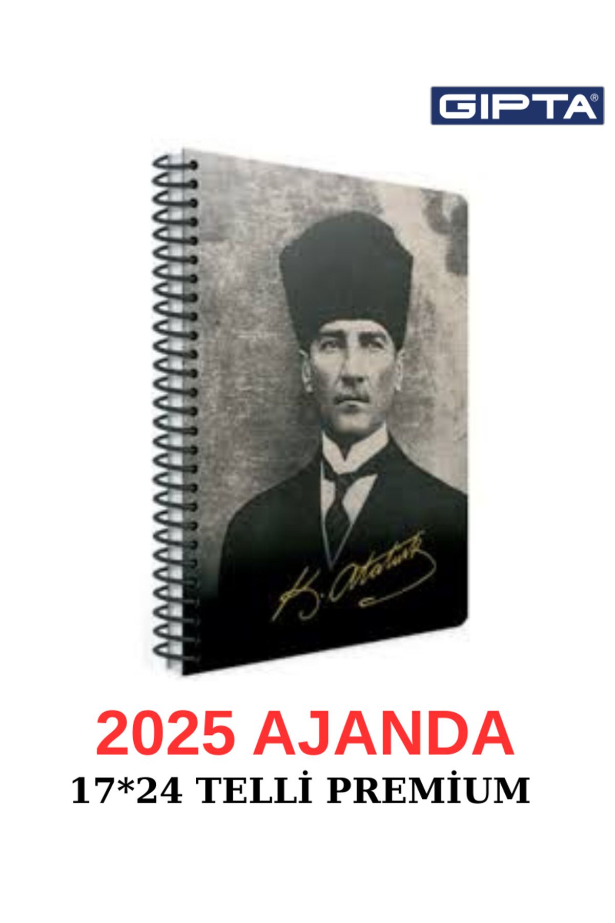 Gıpta GIPTA 2025 AJANDA 17*24 ATATÜRK FİGÜRLÜ PREMİUM TELLİ